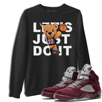 Jordan 5 Burgundy shirt to match jordans Rip Out Bear sneaker tees Crew Neck AJ5 Burgundy SNRT Sneaker Release Tees Unisex Casual Shirts Black 1 T-Shirt