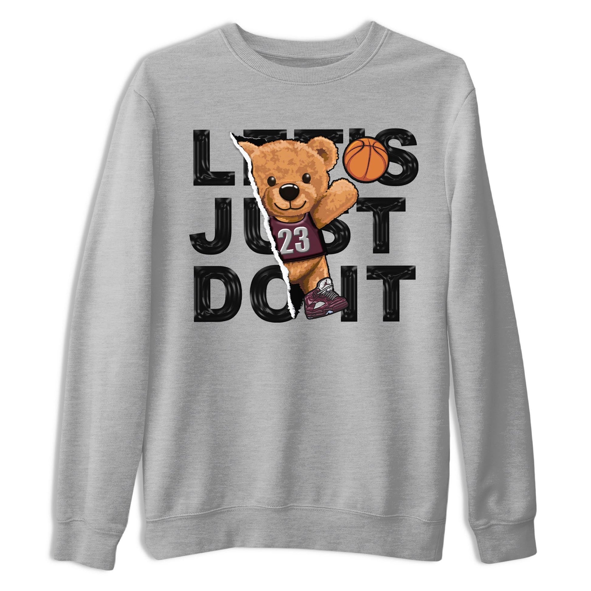 Jordan 5 Burgundy shirt to match jordans Rip Out Bear sneaker tees Crew Neck AJ5 Burgundy SNRT Sneaker Release Tees Unisex Casual Shirts Heather Grey 2 T-Shirt