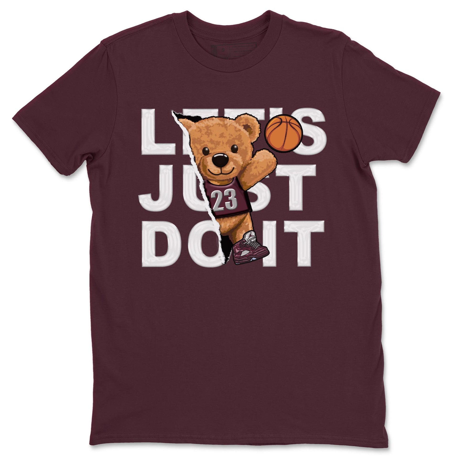 Jordan 5 Burgundy shirt to match jordans Rip Out Bear sneaker tees Crew Neck AJ5 Burgundy SNRT Sneaker Release Tees Unisex Casual Shirts Maroon 2 T-Shirt