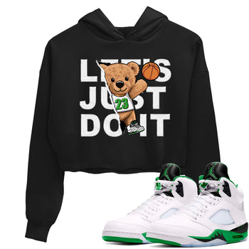 5s Lucky Green shirt to match jordans Rip Out Bear sneaker tees Air Jordan 5 Lucky Green SNRT Sneaker Release Tees Black 1 crop length shirt