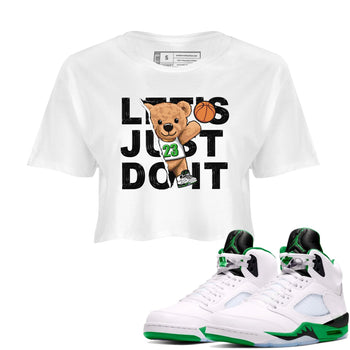 5s Lucky Green shirt to match jordans Rip Out Bear sneaker tees Air Jordan 5 Lucky Green SNRT Sneaker Release Tees White 1 crop length shirt