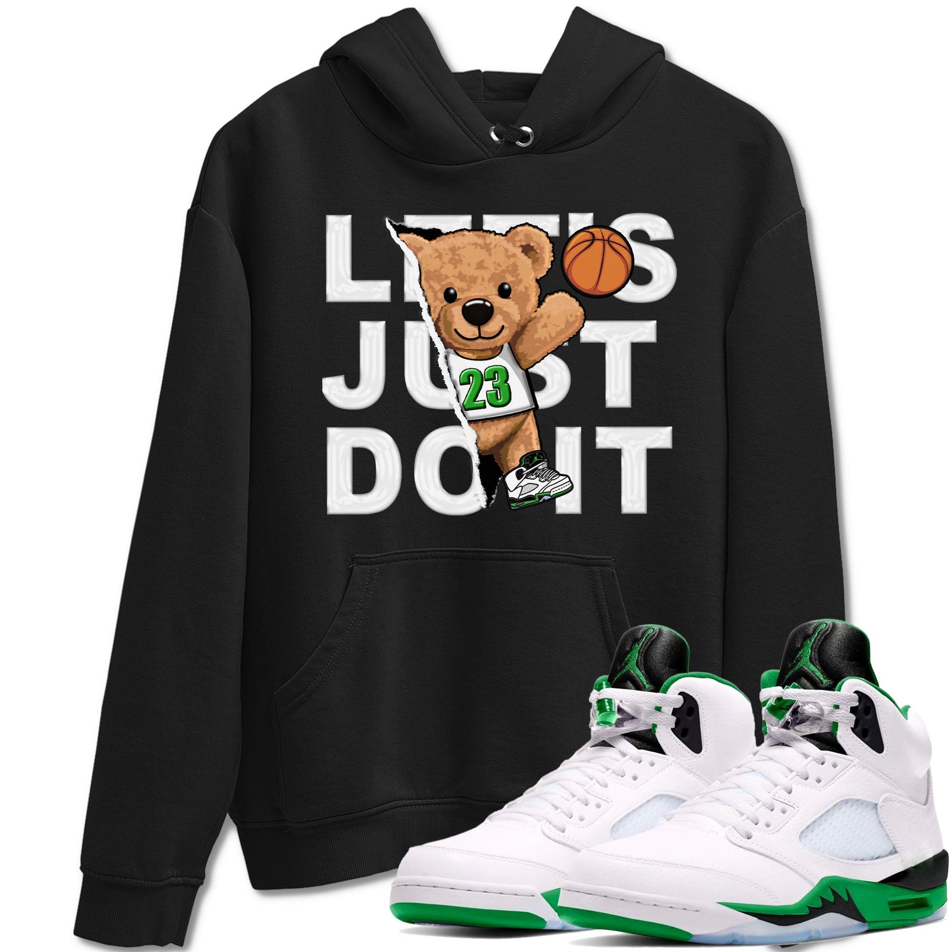 5s Lucky Green shirt to match jordans Rip Out Bear sneaker tees Air Jordan 5 Lucky Green SNRT Sneaker Release Tees unisex cotton Black 1 crew neck shirt