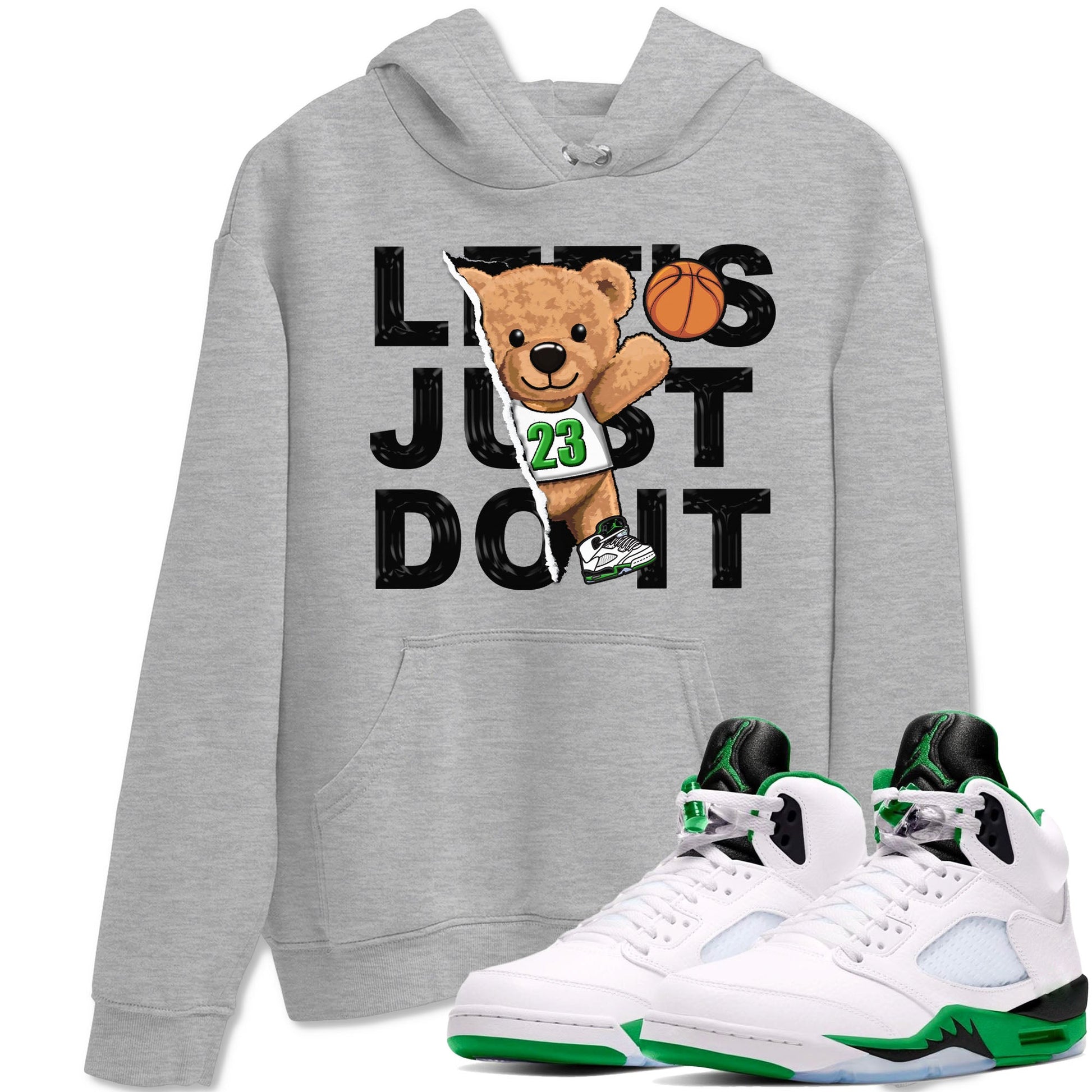 5s Lucky Green shirt to match jordans Rip Out Bear sneaker tees Air Jordan 5 Lucky Green SNRT Sneaker Release Tees unisex cotton Heather Grey 1 crew neck shirt