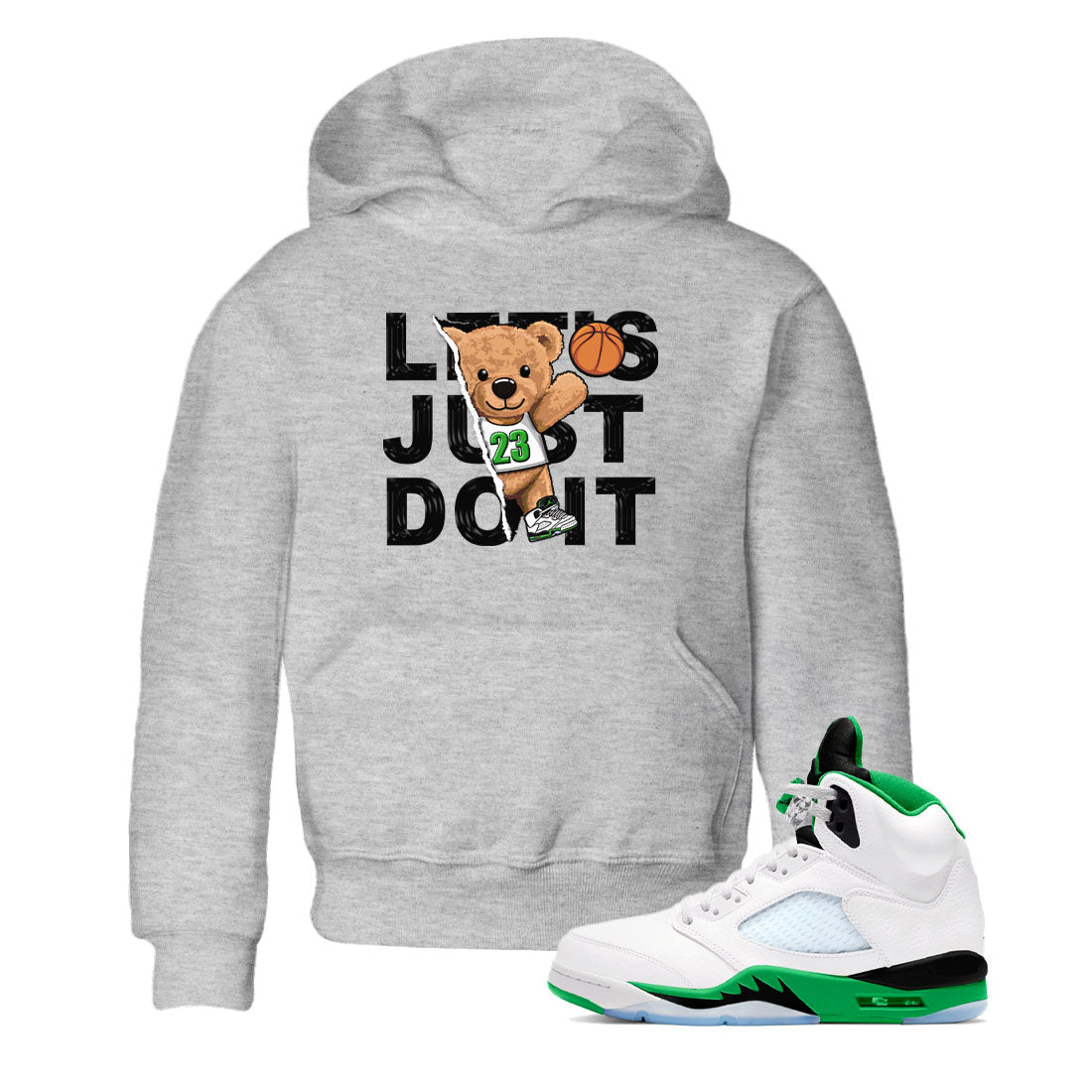 5s Lucky Green shirt to match jordans Rip Out Bear sneaker tees Air Jordan 5 Lucky Green SNRT sneaker release tees baby toddler Heather Grey 1 cotton Shirt