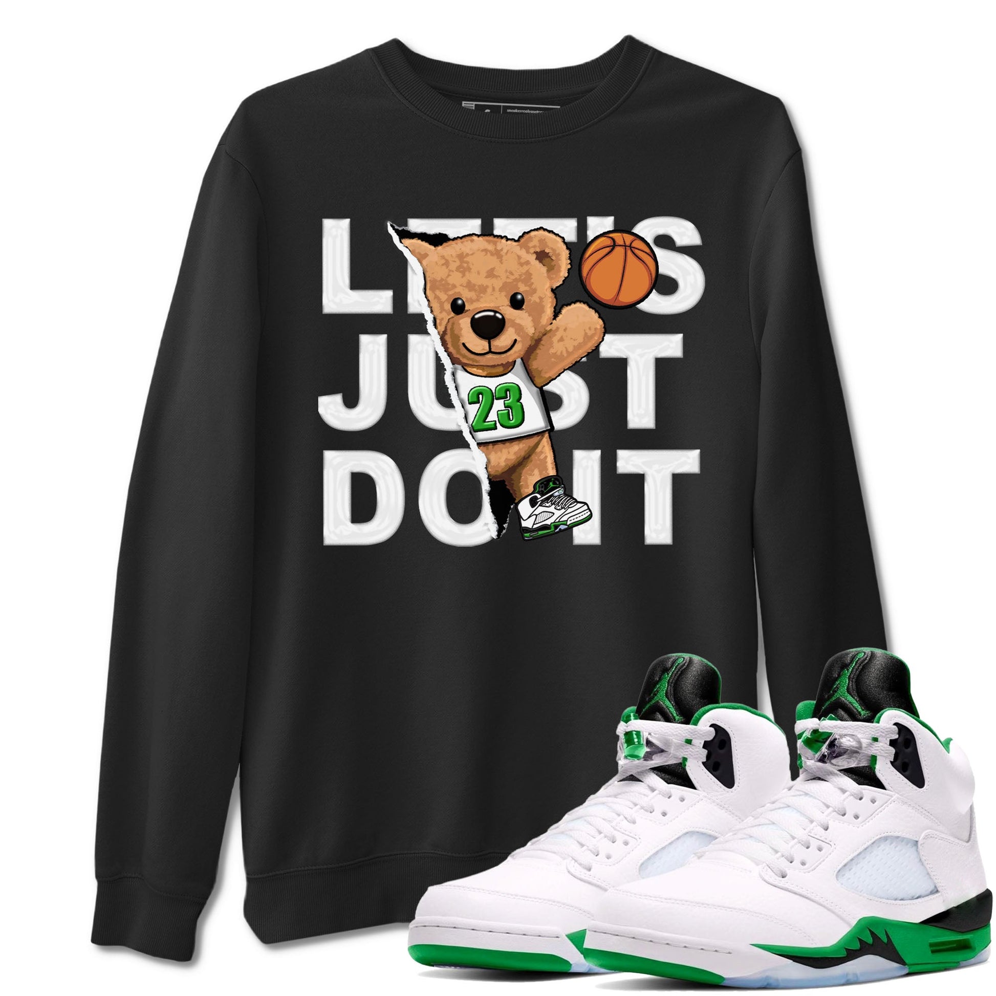5s Lucky Green shirt to match jordans Rip Out Bear sneaker tees Air Jordan 5 Lucky Green SNRT Sneaker Release Tees unisex cotton Black 1 crew neck shirt