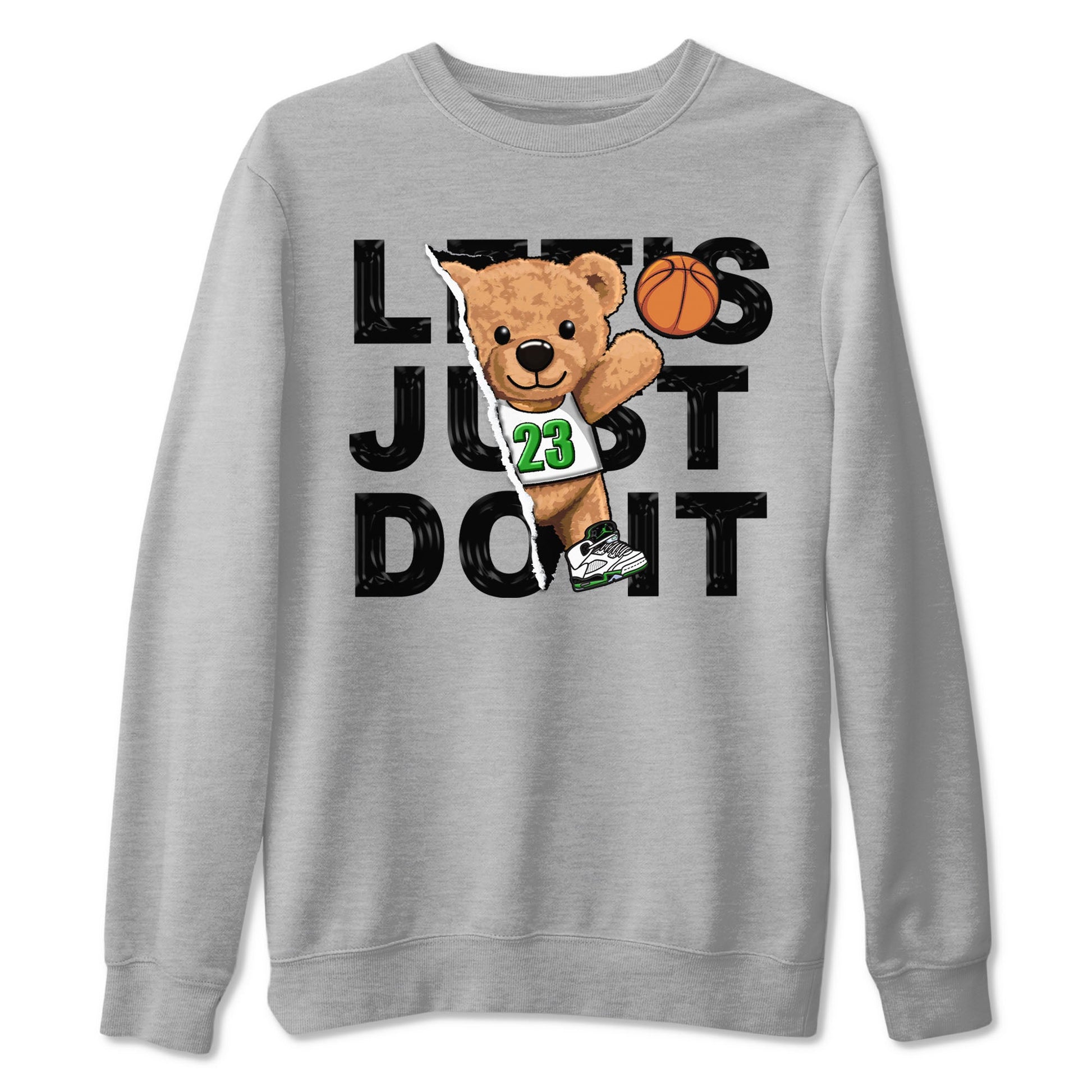 5s Lucky Green shirt to match jordans Rip Out Bear sneaker tees Air Jordan 5 Lucky Green SNRT Sneaker Release Tees unisex cotton Heather Grey 2 crew neck shirt
