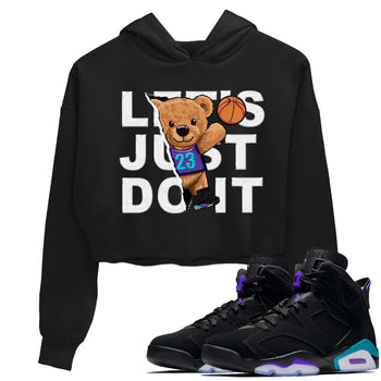 AJ6 Aqua shirt to match jordans Rip Out Bear sneaker release tees Air Jordan 6 Aqua SNRT Sneaker Tees Black 1 Crop T-Shirt