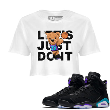 AJ6 Aqua shirt to match jordans Rip Out Bear sneaker release tees Air Jordan 6 Aqua SNRT Sneaker Tees White 1 Crop T-Shirt