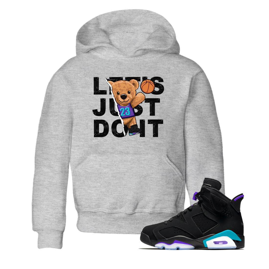 AJ6 Aqua shirt to match jordans Rip Out Bear sneaker release tees Air Jordan 6 Aqua SNRT Sneaker Tees Baby Toddler Heather Grey 1 T-Shirt