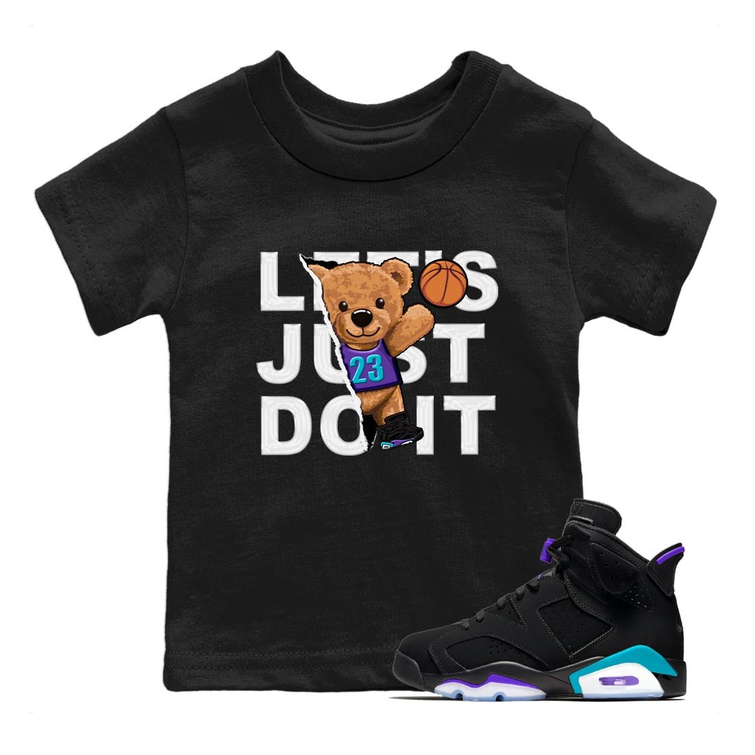 AJ6 Aqua shirt to match jordans Rip Out Bear sneaker release tees Air Jordan 6 Aqua SNRT Sneaker Tees Baby Toddler Black 1 T-Shirt