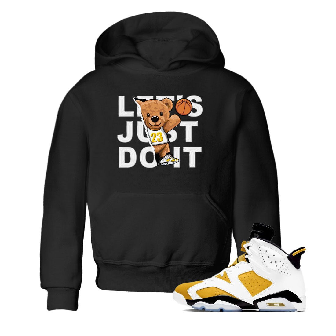 Rip Out Bear sneaker match tees to Yellow Ochre 6s street fashion brand for shirts to match Jordans SNRT Sneaker Tees Air Jordan 6 Yellow Ochre unisex t-shirt Black 1 youth shirt