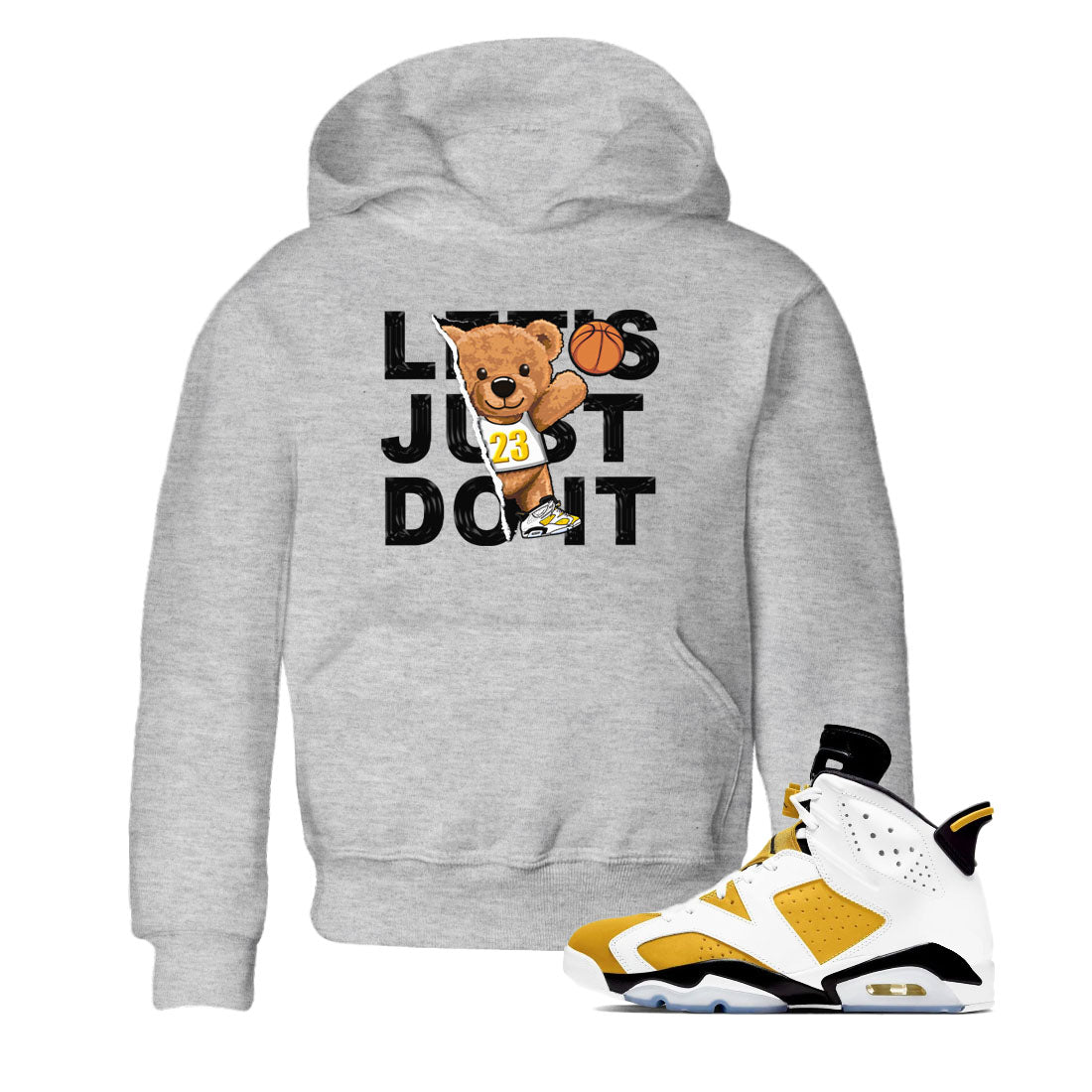 Rip Out Bear sneaker match tees to Yellow Ochre 6s street fashion brand for shirts to match Jordans SNRT Sneaker Tees Air Jordan 6 Yellow Ochre unisex t-shirt Heather Grey 1 youth shirt