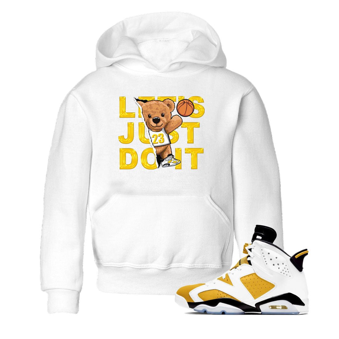 Rip Out Bear sneaker match tees to Yellow Ochre 6s street fashion brand for shirts to match Jordans SNRT Sneaker Tees Air Jordan 6 Yellow Ochre unisex t-shirt White 1 youth shirt