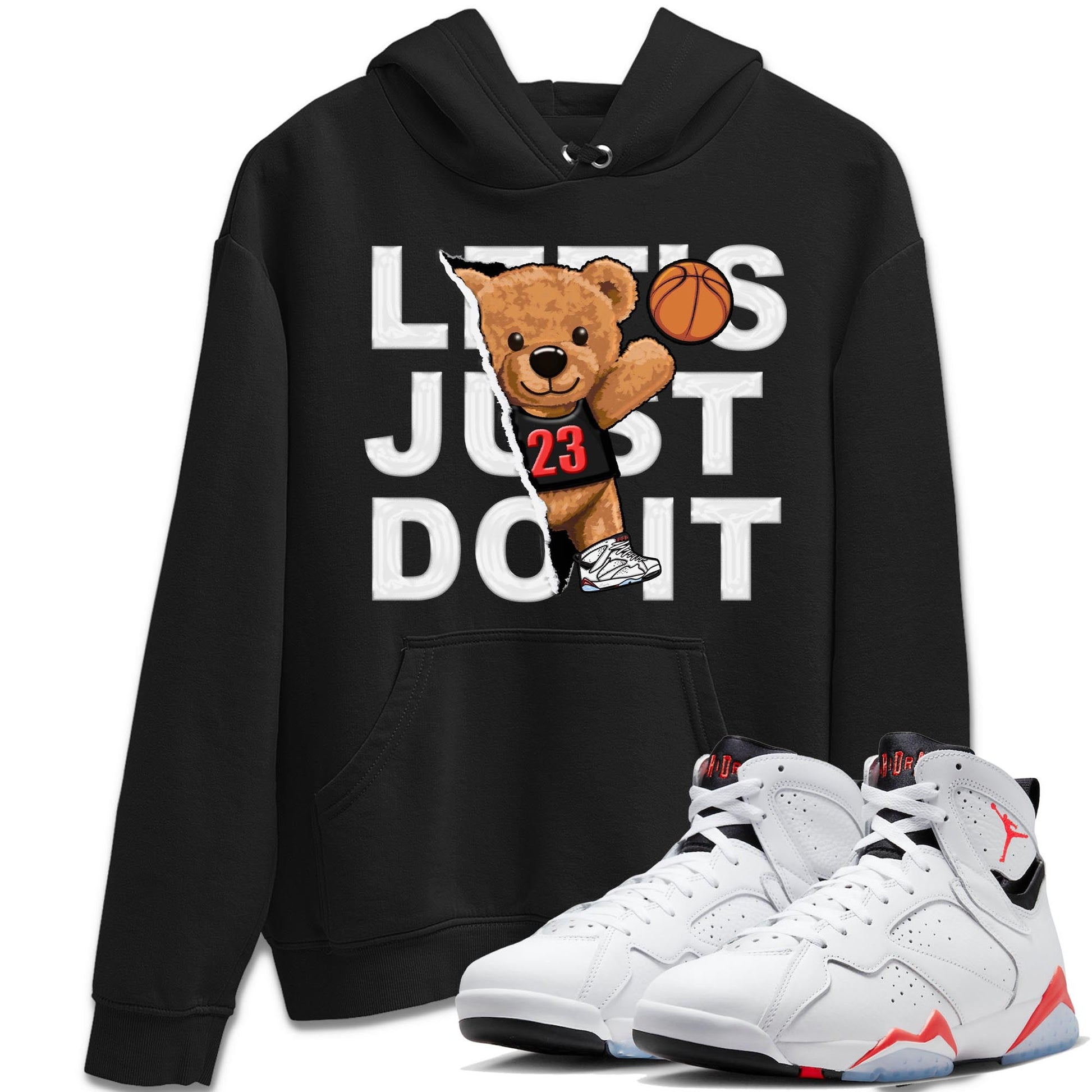 Air Jordan 7 White Infrared shirt to match jordans Rip Out Bear sneaker tees White Infrared 7s SNRT Sneaker Release Tees Unisex Black 1 T-Shirt