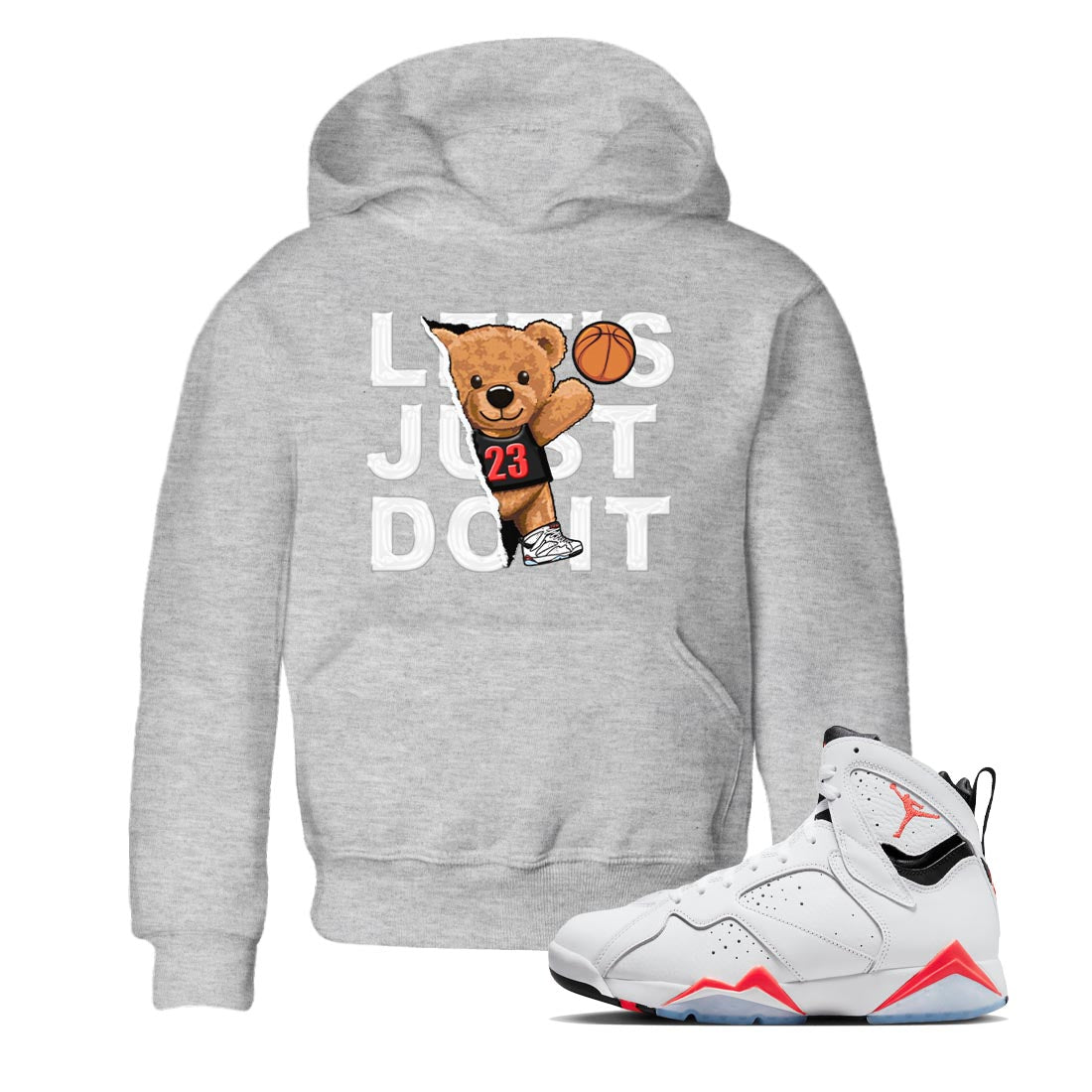 Air Jordan 7 White Infrared shirt to match jordans Rip Out Bear sneaker tees White Infrared 7s SNRT Sneaker Release Tees Baby Toddler Heather Grey 1 T-Shirt