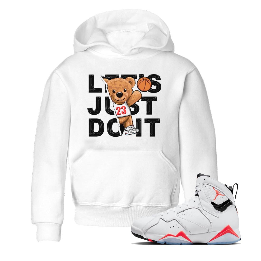 Air Jordan 7 White Infrared shirt to match jordans Rip Out Bear sneaker tees White Infrared 7s SNRT Sneaker Release Tees Baby Toddler White 1 T-Shirt
