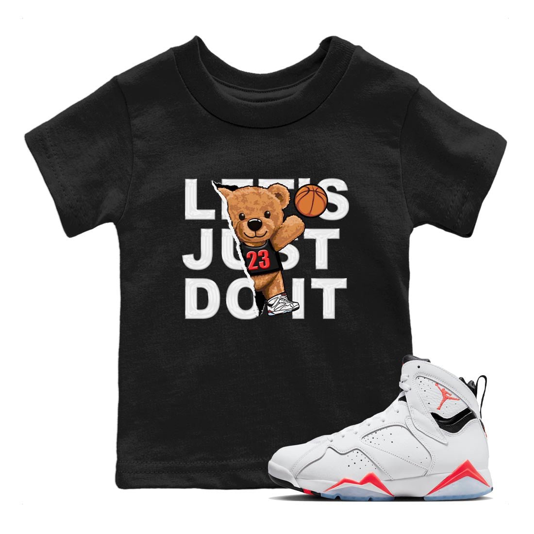 Air Jordan 7 White Infrared shirt to match jordans Rip Out Bear sneaker tees White Infrared 7s SNRT Sneaker Release Tees Baby Toddler Black 1 T-Shirt