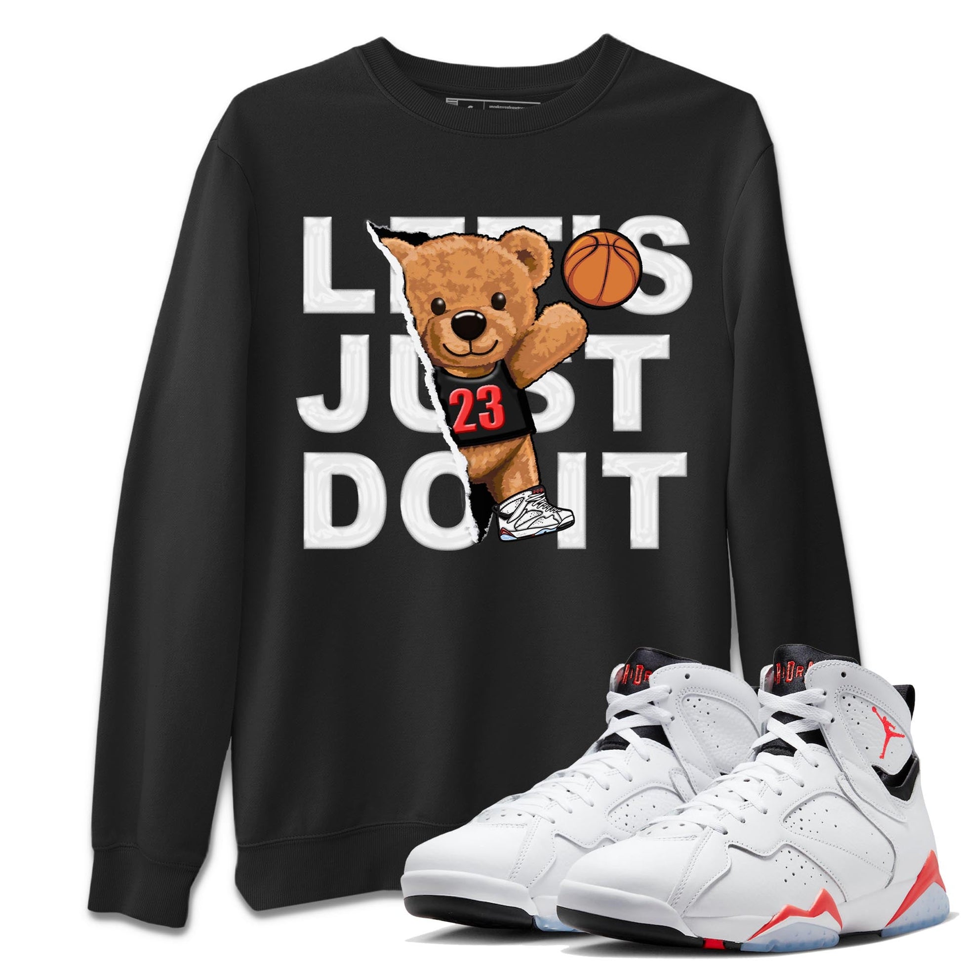 Air Jordan 7 White Infrared shirt to match jordans Rip Out Bear sneaker tees White Infrared 7s SNRT Sneaker Release Tees Unisex Black 1 T-Shirt