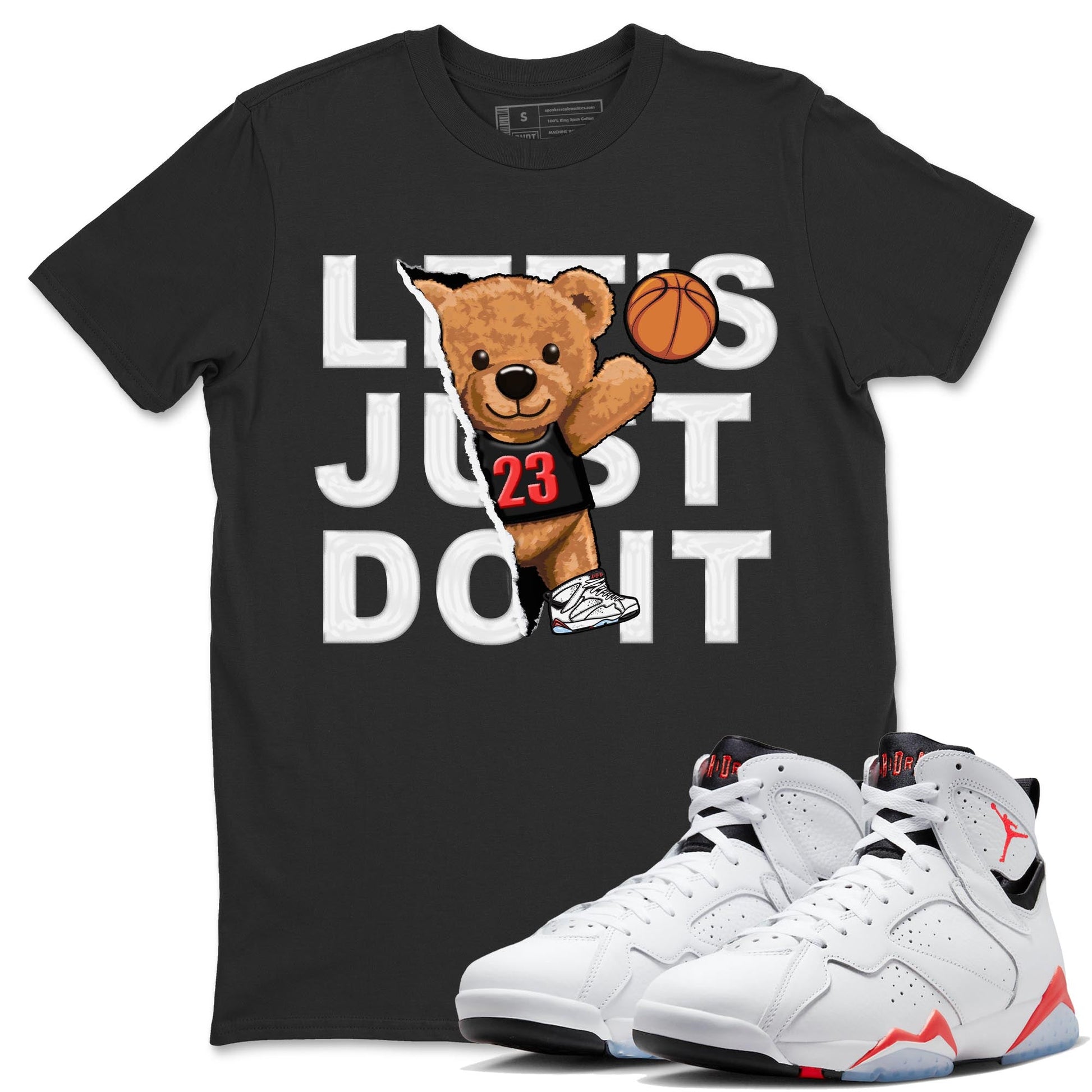 Air Jordan 7 White Infrared shirt to match jordans Rip Out Bear sneaker tees White Infrared 7s SNRT Sneaker Release Tees Unisex Black 1 T-Shirt