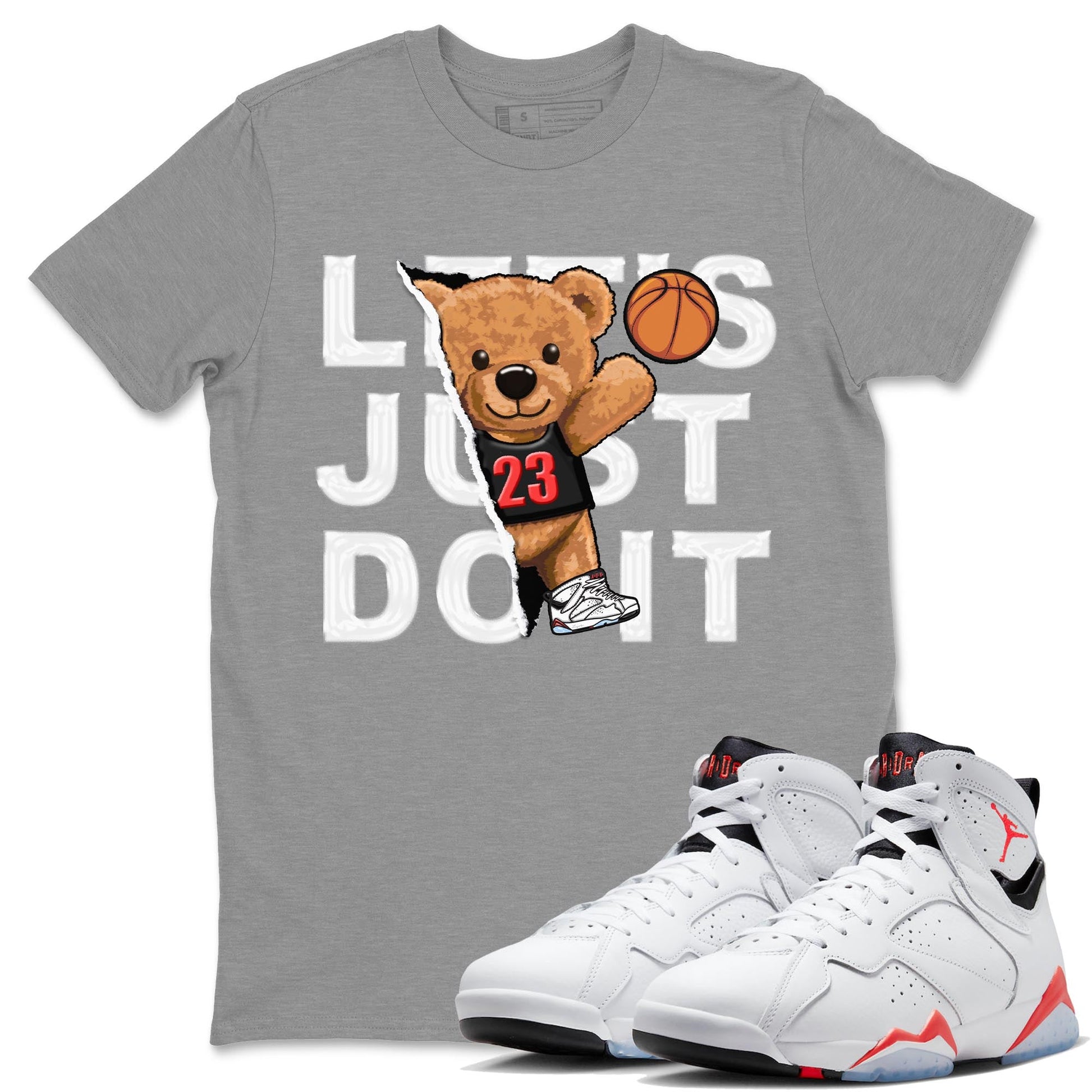 Air Jordan 7 White Infrared shirt to match jordans Rip Out Bear sneaker tees White Infrared 7s SNRT Sneaker Release Tees Unisex Heather Grey 1 T-Shirt