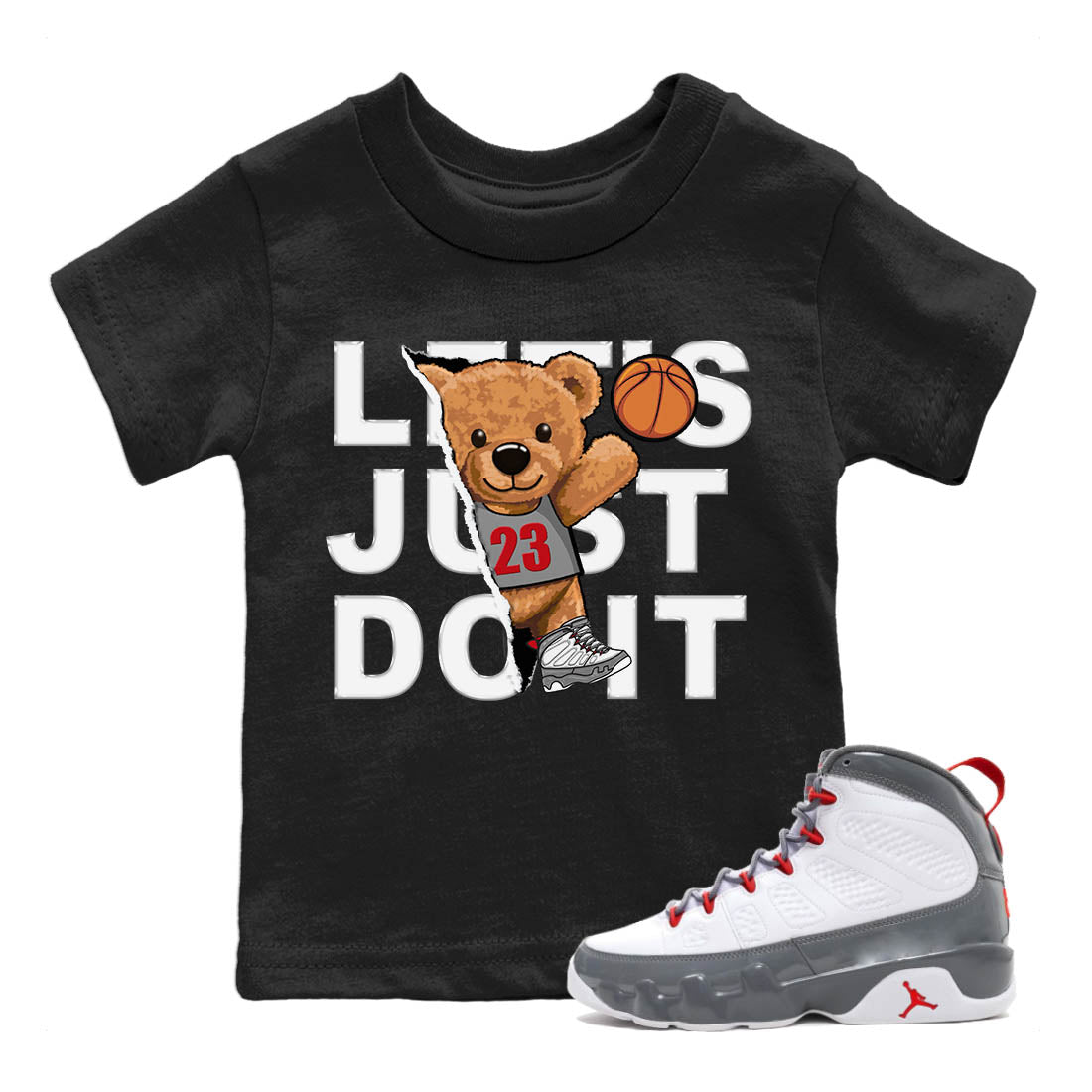 Jordan 9 Fire Red Sneaker Match Tees Rip Out Bear Sneaker Tees Jordan 9 Fire Red Sneaker Release Tees Kids Shirts