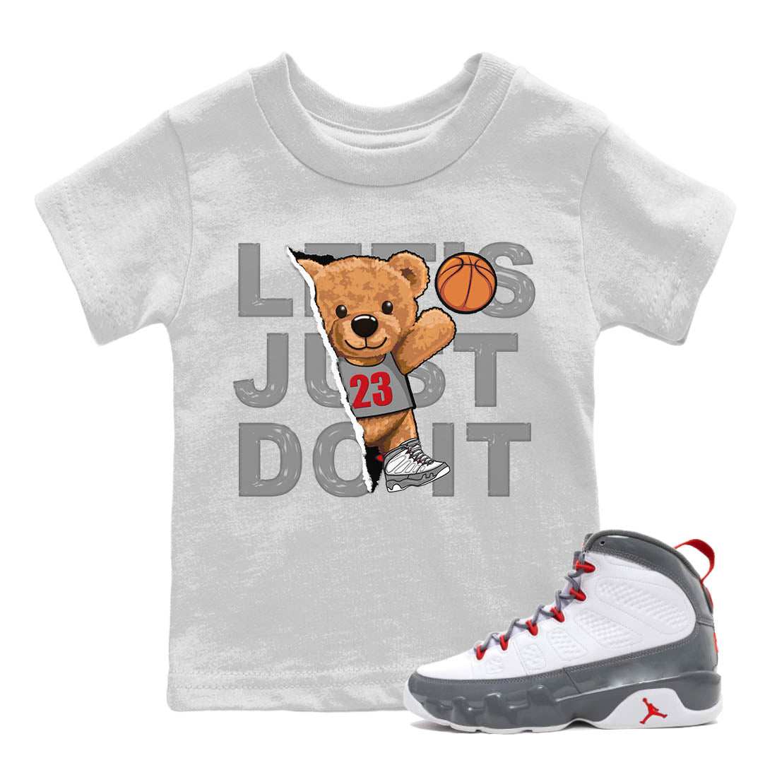 Jordan 9 Fire Red Sneaker Match Tees Rip Out Bear Sneaker Tees Jordan 9 Fire Red Sneaker Release Tees Kids Shirts