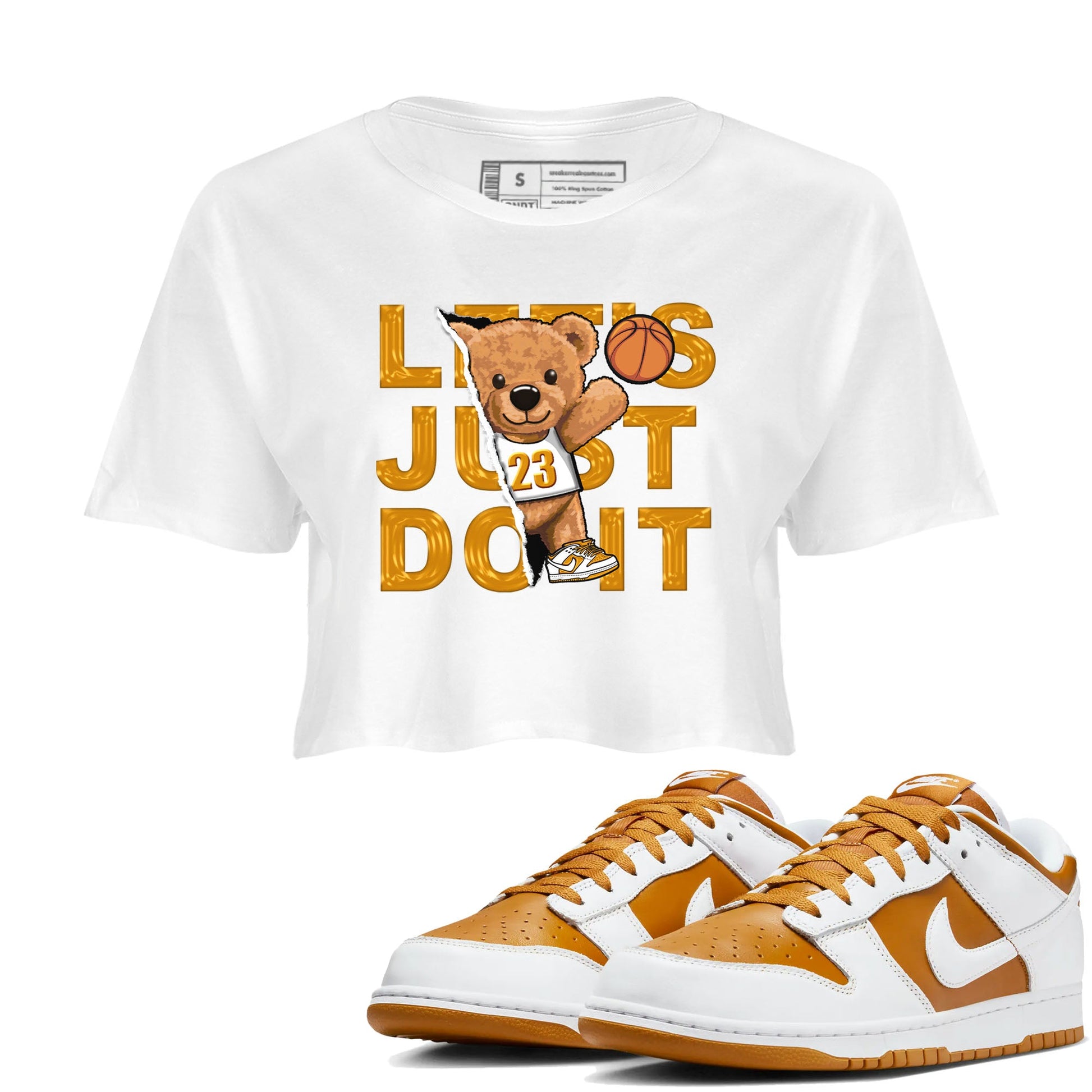 Rip Out Bear sneaker match tees to Dark Curry Reverse Curry street fashion brand for shirts to match Jordans SNRT Sneaker Tees Dunk Dark Curry unisex t-shirt White 1 crop shirt