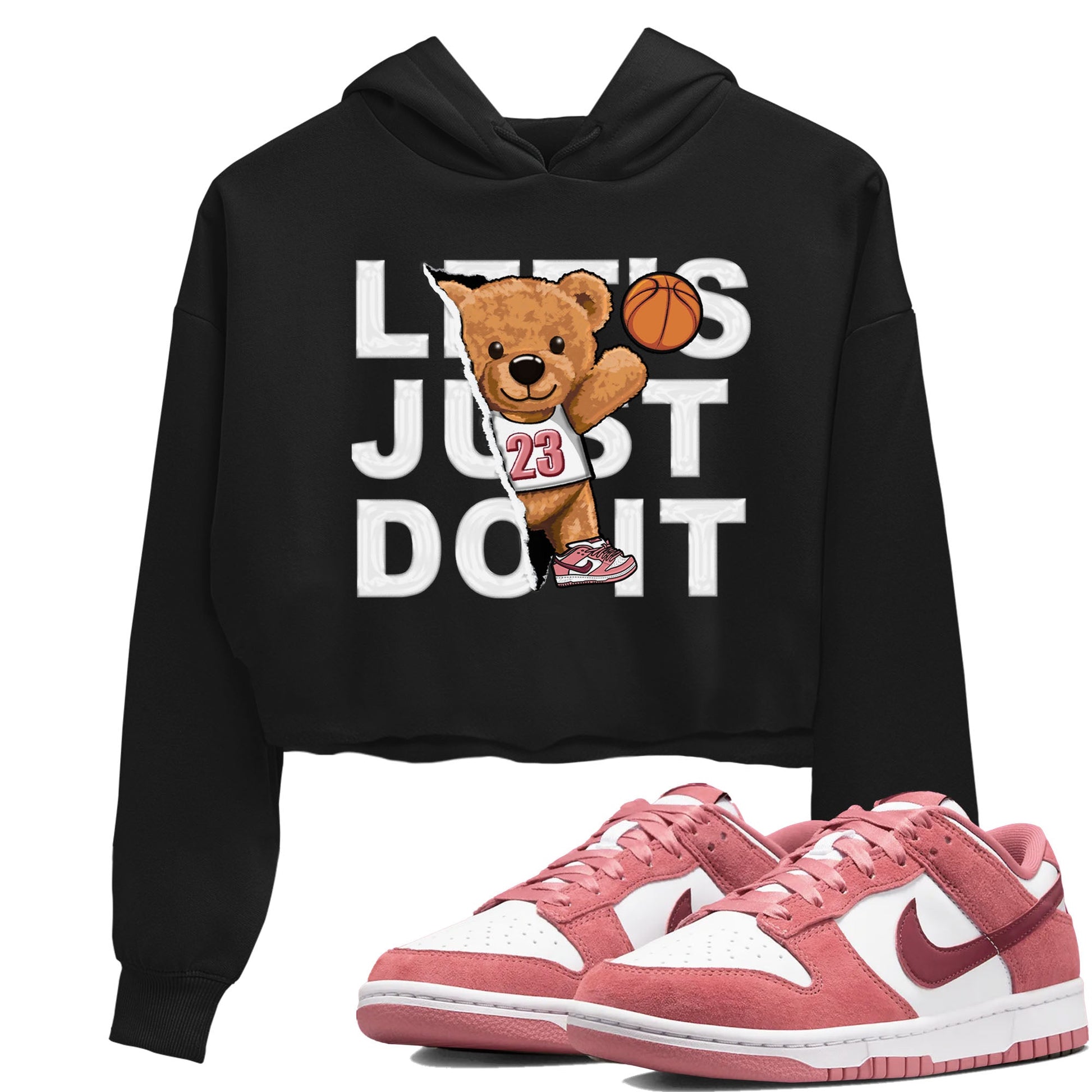 Dunk Valentine's Day shirt to match jordans Rip Out Bear sneaker tees Dunks Valentine's Day SNRT sneaker Release Tees Black 1 crop length shirt