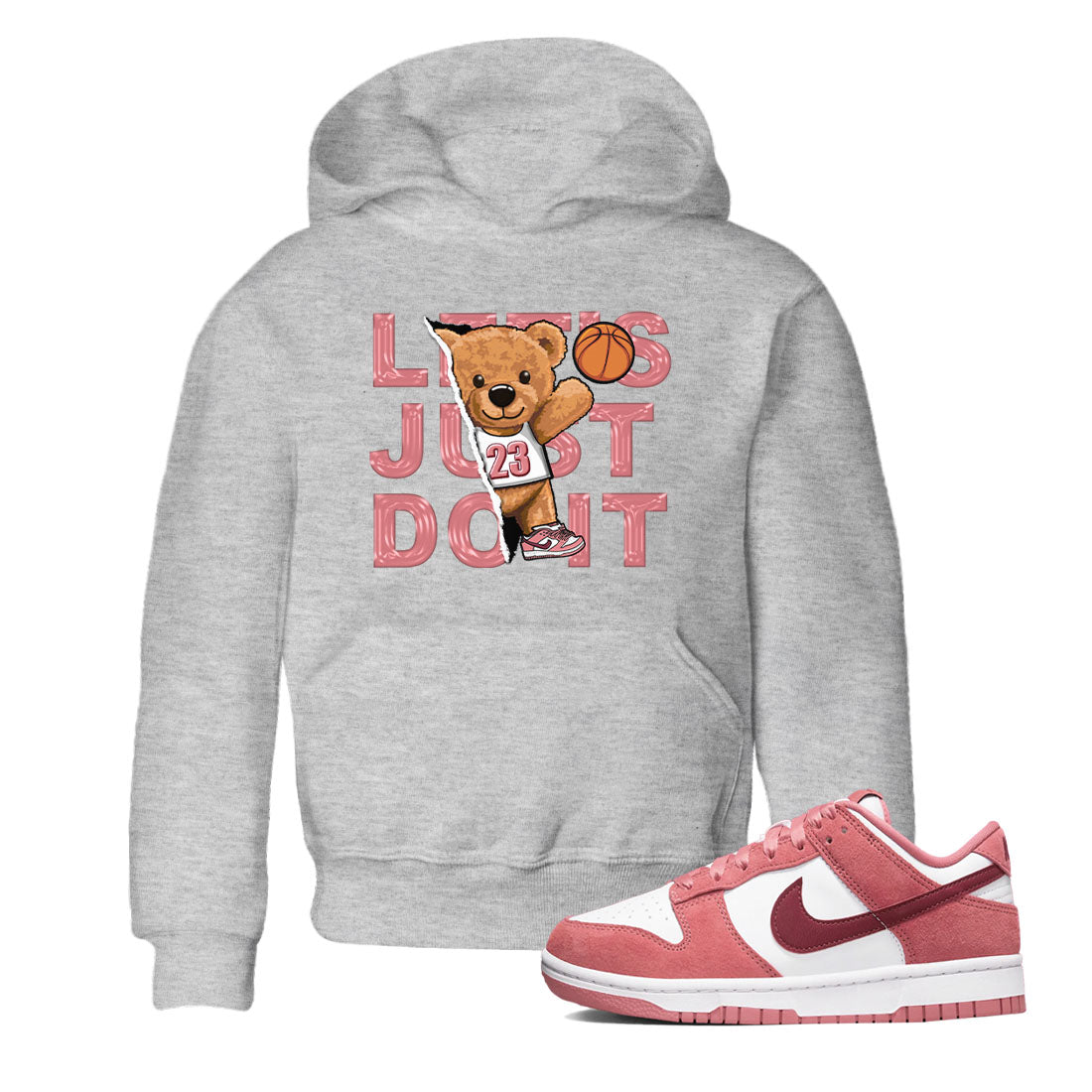 Dunk Valentine's Day shirt to match jordans Rip Out Bear sneaker tees Dunks Valentine's Day SNRT sneaker release tees baby toddler Heather Grey 1 cotton Shirt