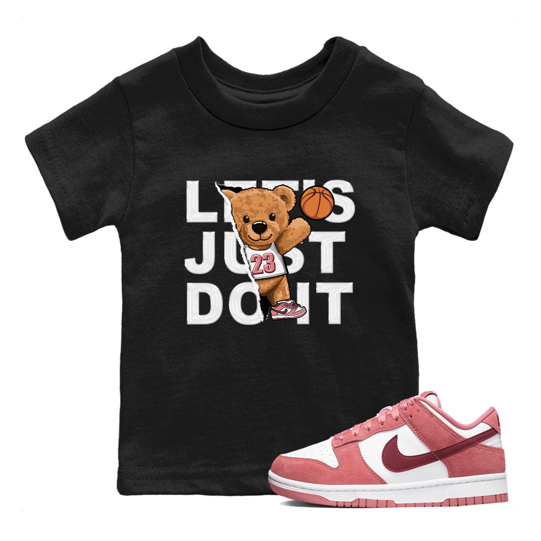 Dunk Valentine's Day shirt to match jordans Rip Out Bear sneaker tees Dunks Valentine's Day SNRT sneaker release tees baby toddler Black 1 cotton Shirt