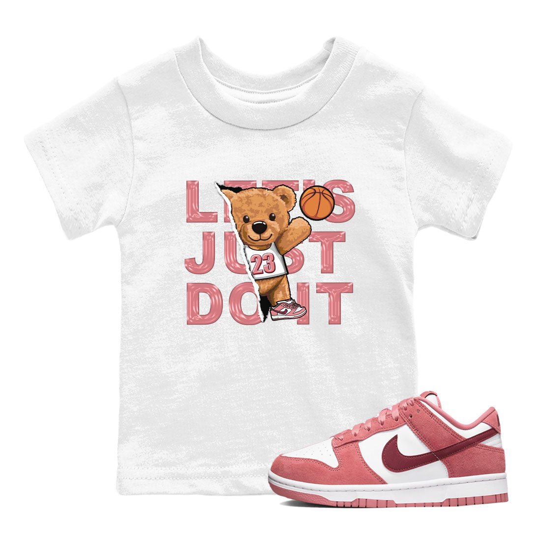 Dunk Valentine's Day shirt to match jordans Rip Out Bear sneaker tees Dunks Valentine's Day SNRT sneaker release tees baby toddler White 1 cotton Shirt