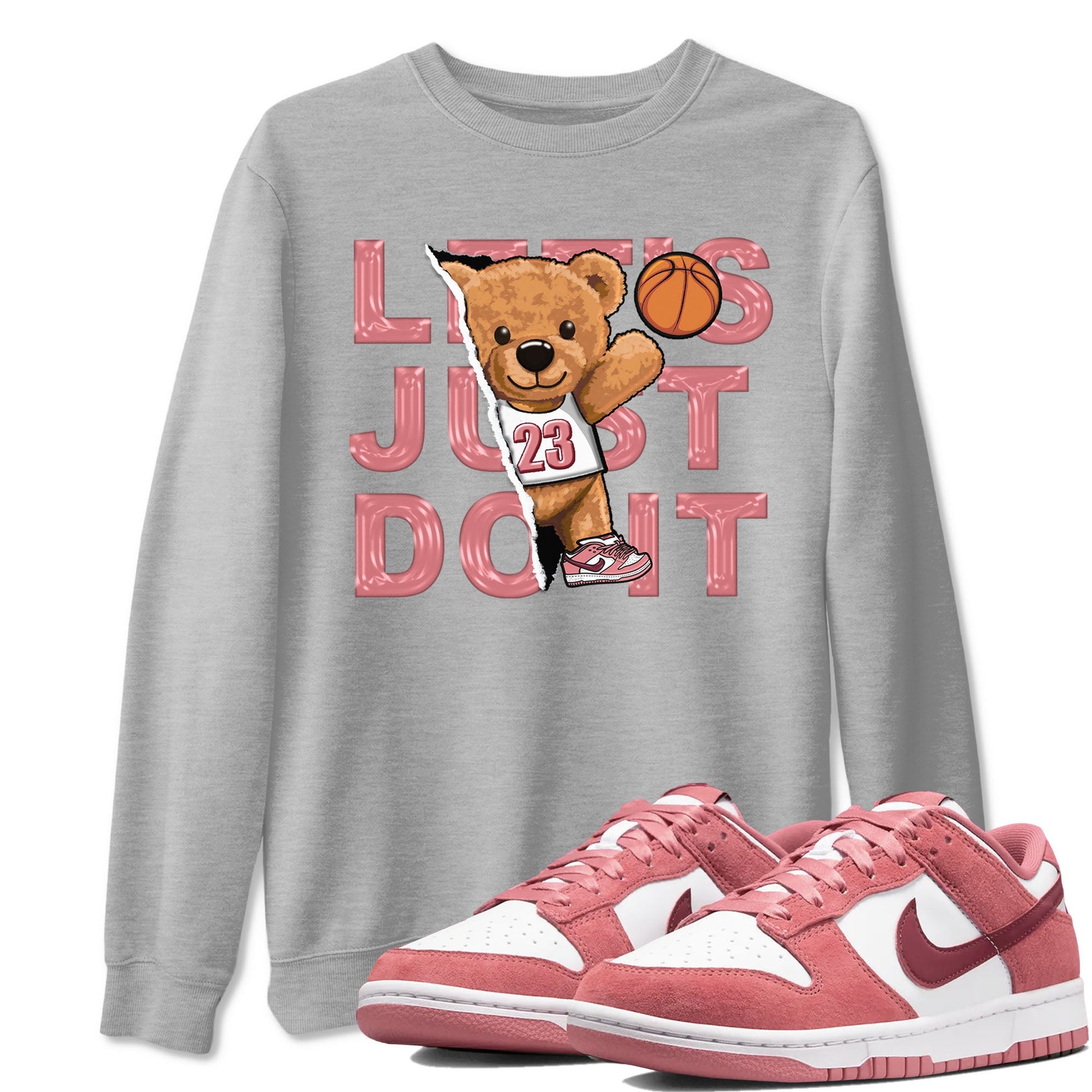 Dunk Valentine's Day shirt to match jordans Rip Out Bear sneaker tees Dunks Valentine's Day SNRT sneaker Release Tees unisex cotton Heather Grey 1 crew neck shirt