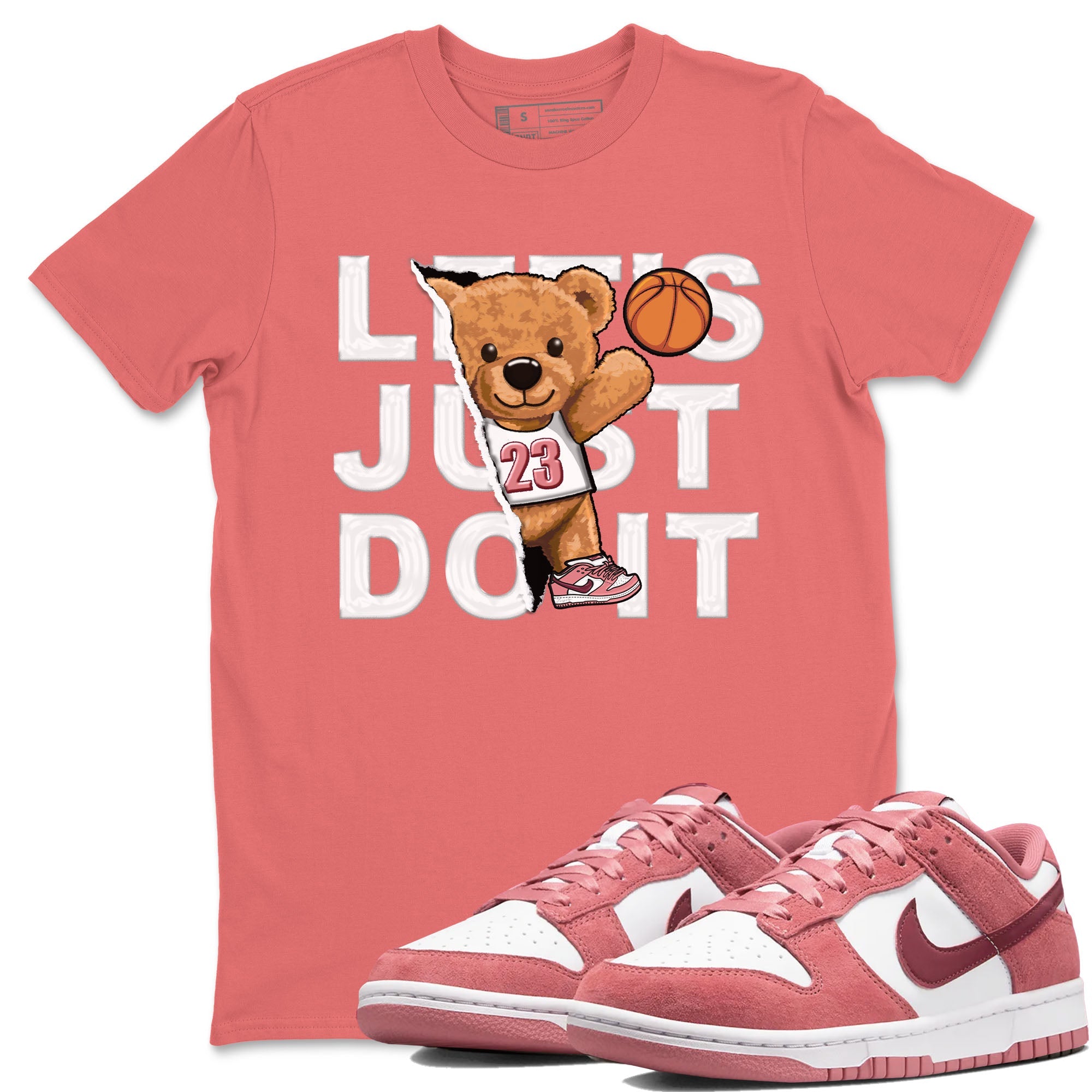 Dunk Valentine's Day shirt to match jordans Rip Out Bear sneaker tees Dunks Valentine's Day SNRT sneaker Release Tees unisex cotton Coral 1 crew neck shirt