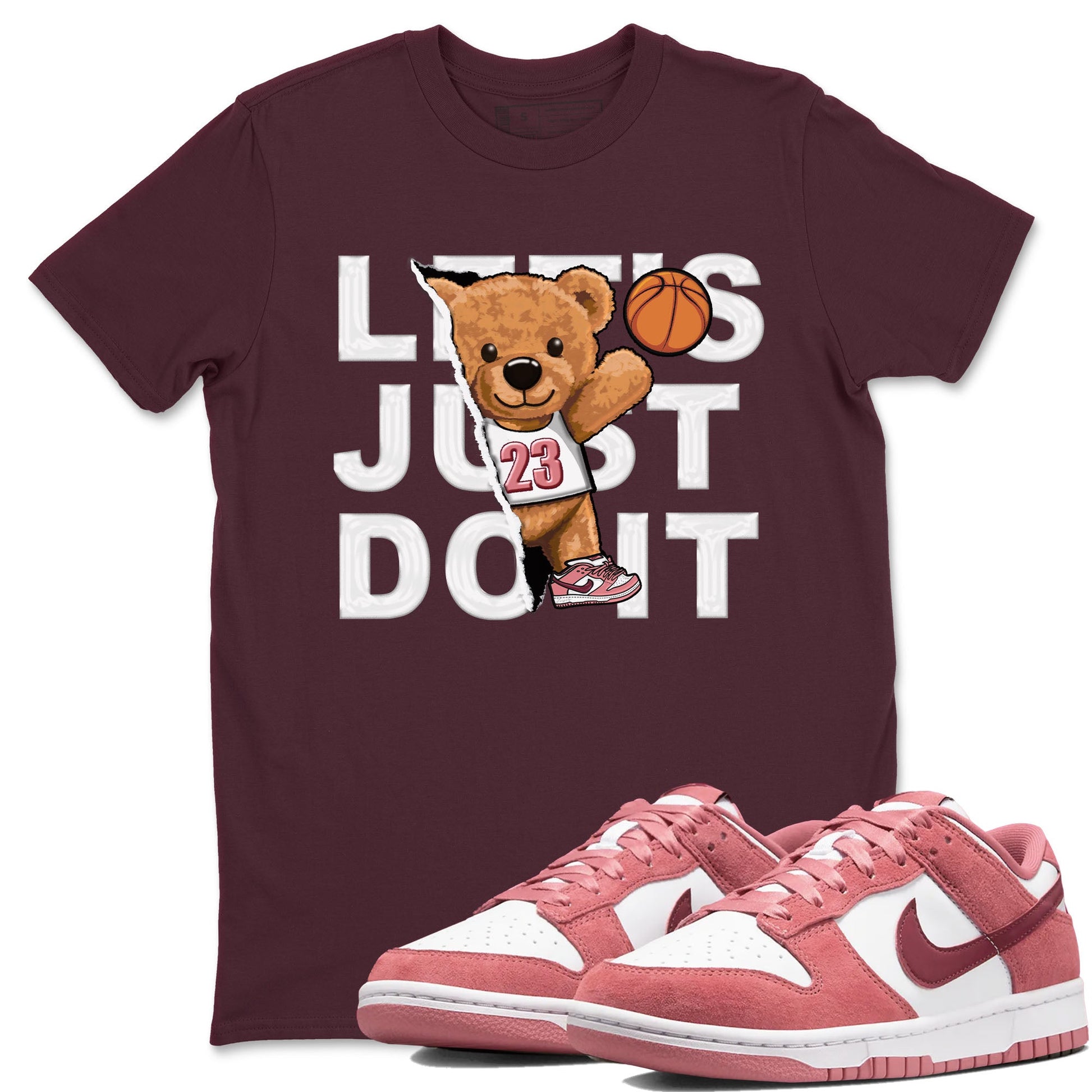 Dunk Valentine's Day shirt to match jordans Rip Out Bear sneaker tees Dunks Valentine's Day SNRT sneaker Release Tees unisex cotton Maroon 1 crew neck shirt