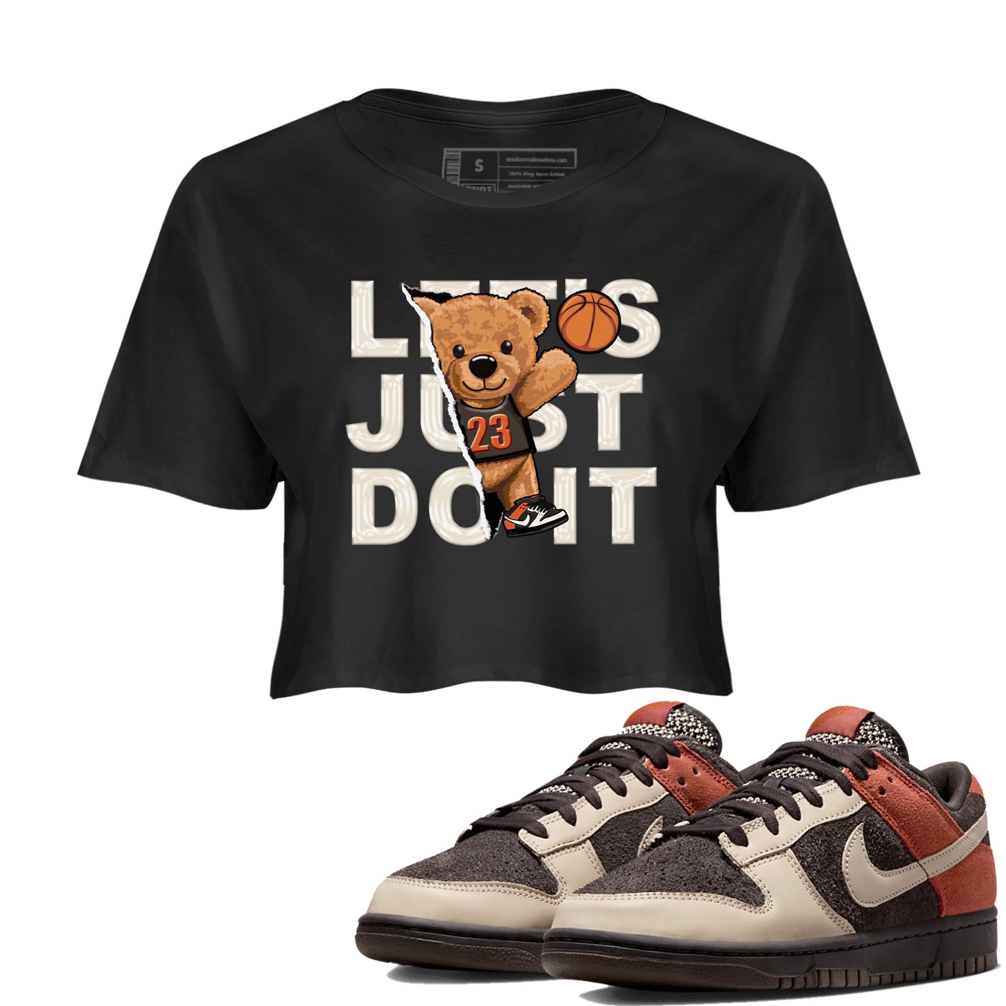 Nike Low Dunk Red Panda shirt to match jordans Rip Out Bear sneaker tees Nike Dunk Red Panda SNRT Sneaker Tees Black 1 Crop T-Shirt