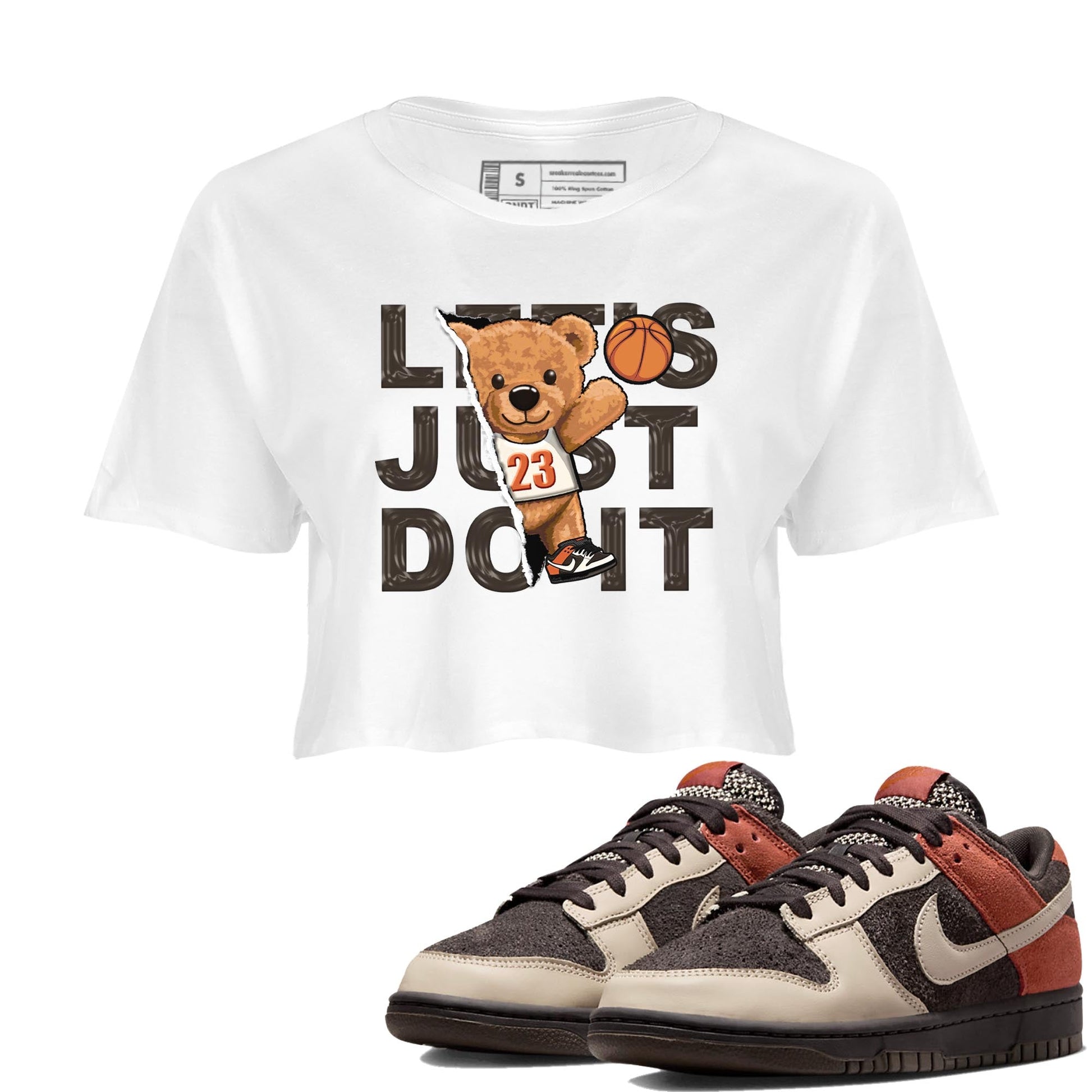 Nike Low Dunk Red Panda shirt to match jordans Rip Out Bear sneaker tees Nike Dunk Red Panda SNRT Sneaker Tees White 1 Crop T-Shirt