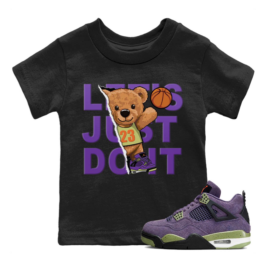 Jordan 4 Canyon Purple Sneaker Match Tees Rip Out Bear Sneaker Tees Jordan 4 Canyon Purple Sneaker Release Tees Kids Shirts