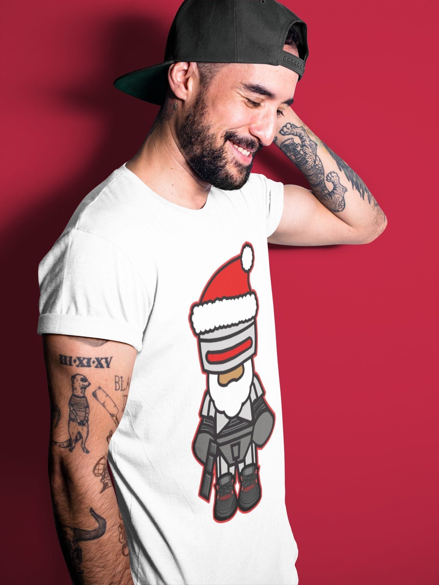 Jordan 4 Red Thunder Sneaker Match Tees Robosanta Sneaker Tees Jordan 4 Red Thunder Sneaker Release Tees Unisex Shirts