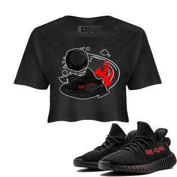 Adidas Yeezy Boost 350 Bred shirt to match sneakers Rocket Boost sneaker tees Yeezy 350 Bred SNRT Sneaker Release Tees Black 1 Crop T-Shirt