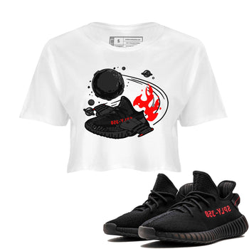 Adidas Yeezy Boost 350 Bred shirt to match sneakers Rocket Boost sneaker tees Yeezy 350 Bred SNRT Sneaker Release Tees White 1 Crop T-Shirt