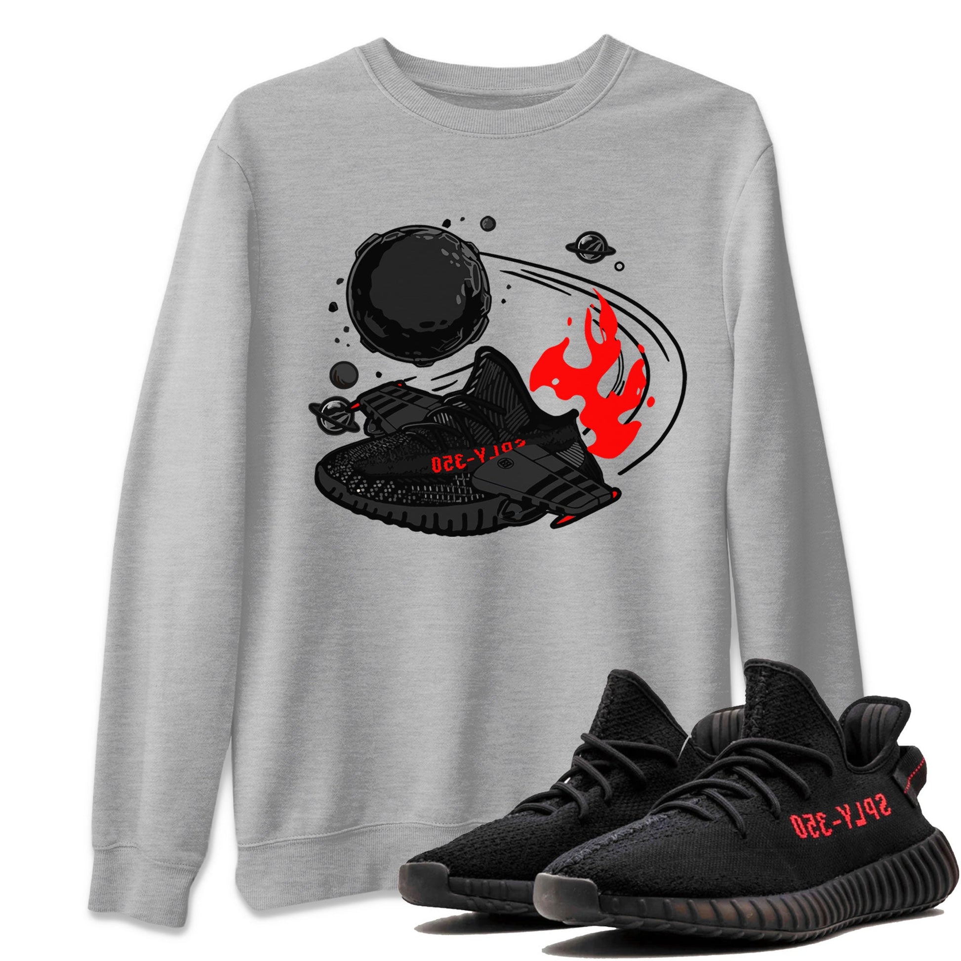 Adidas Yeezy Boost 350 Bred shirt to match sneakers Rocket Boost sneaker tees Yeezy 350 Bred SNRT Sneaker Release Tees Unisex Heather Grey 1 T-Shirt