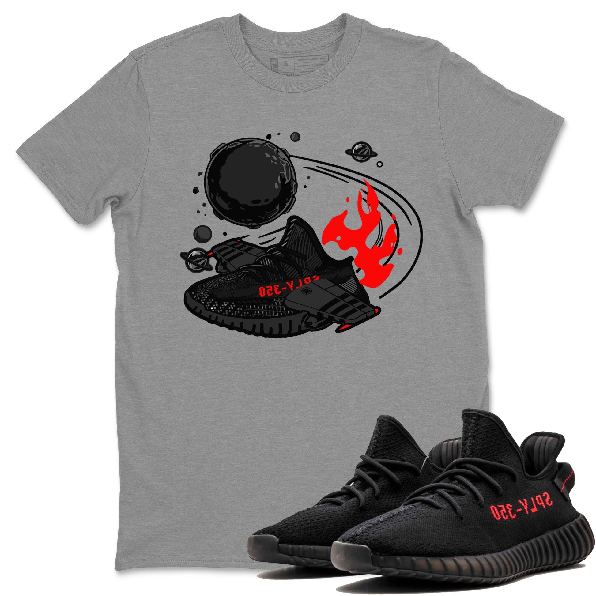 Adidas Yeezy Boost 350 Bred shirt to match sneakers Rocket Boost sneaker tees Yeezy 350 Bred SNRT Sneaker Release Tees Unisex Heather Grey 1 T-Shirt