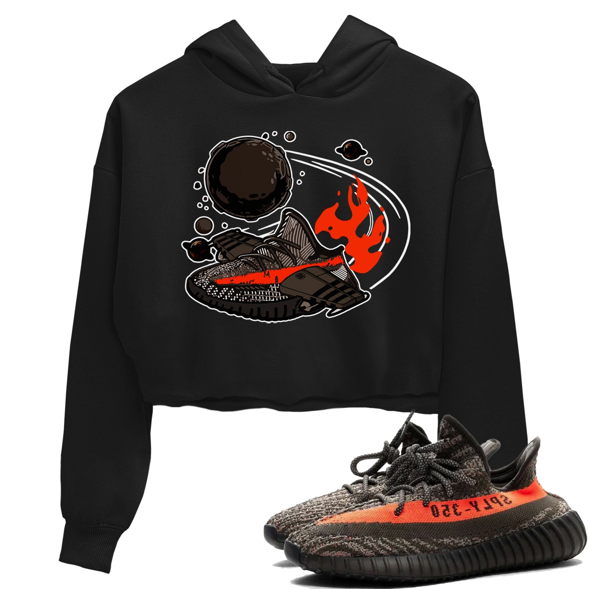 Yeezy 350 Carbon Beluga shirt to match sneakers Rocket Boost sneaker tees Yeezy Boost 350 V2 Carbon Beluga SNRT Sneaker Release Tees Black 1 Crop T-Shirt