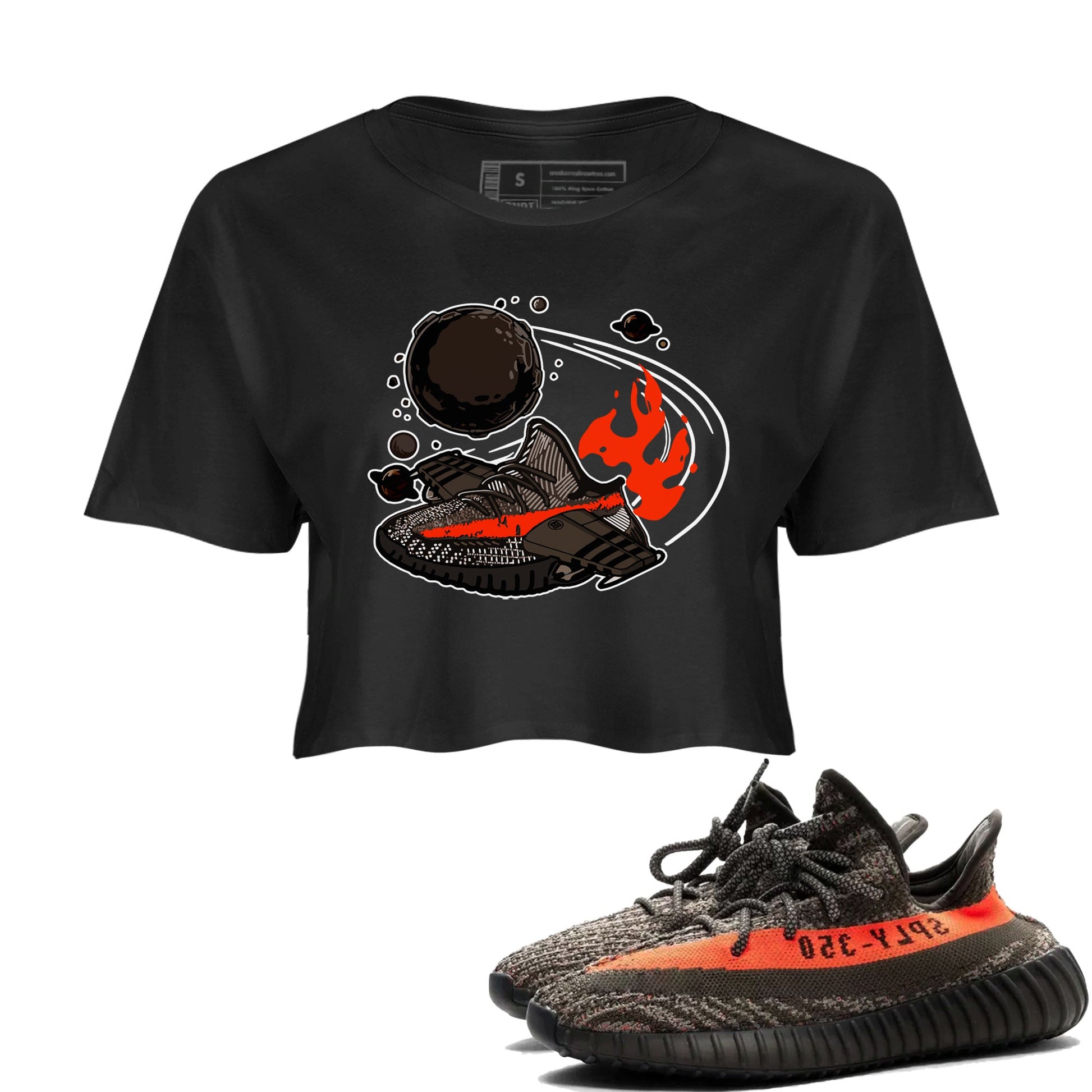 Yeezy 350 Carbon Beluga shirt to match sneakers Rocket Boost sneaker tees Yeezy Boost 350 V2 Carbon Beluga SNRT Sneaker Release Tees Black 1 Crop T-Shirt