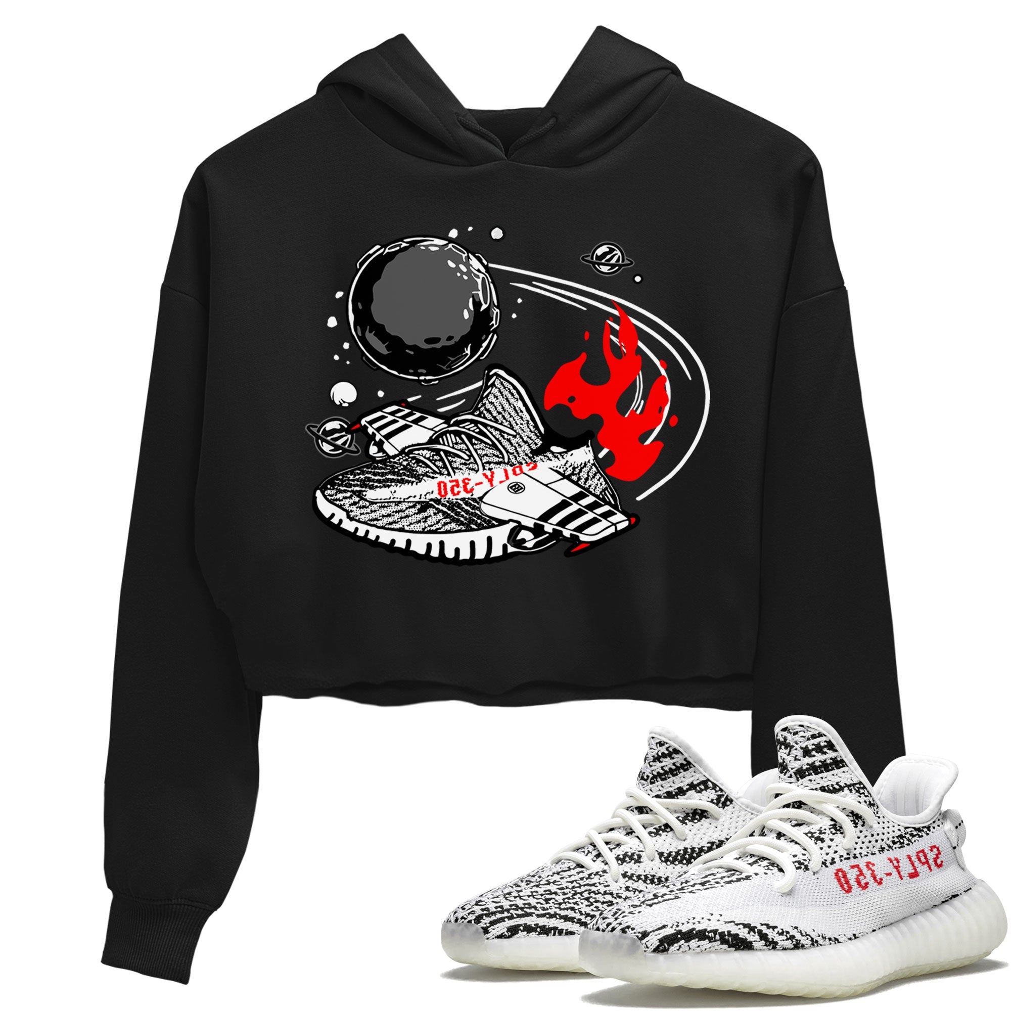 Yeezy 350 Zebra shirt to match Yeezys Rocket Boost sneaker tees Yeezy Boost 350 V2 Zebra SNRT Sneaker Release Tees Black 1 Crop T-Shirt