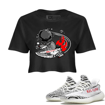 Yeezy 350 Zebra shirt to match Yeezys Rocket Boost sneaker tees Yeezy Boost 350 V2 Zebra SNRT Sneaker Release Tees Black 1 Crop T-Shirt