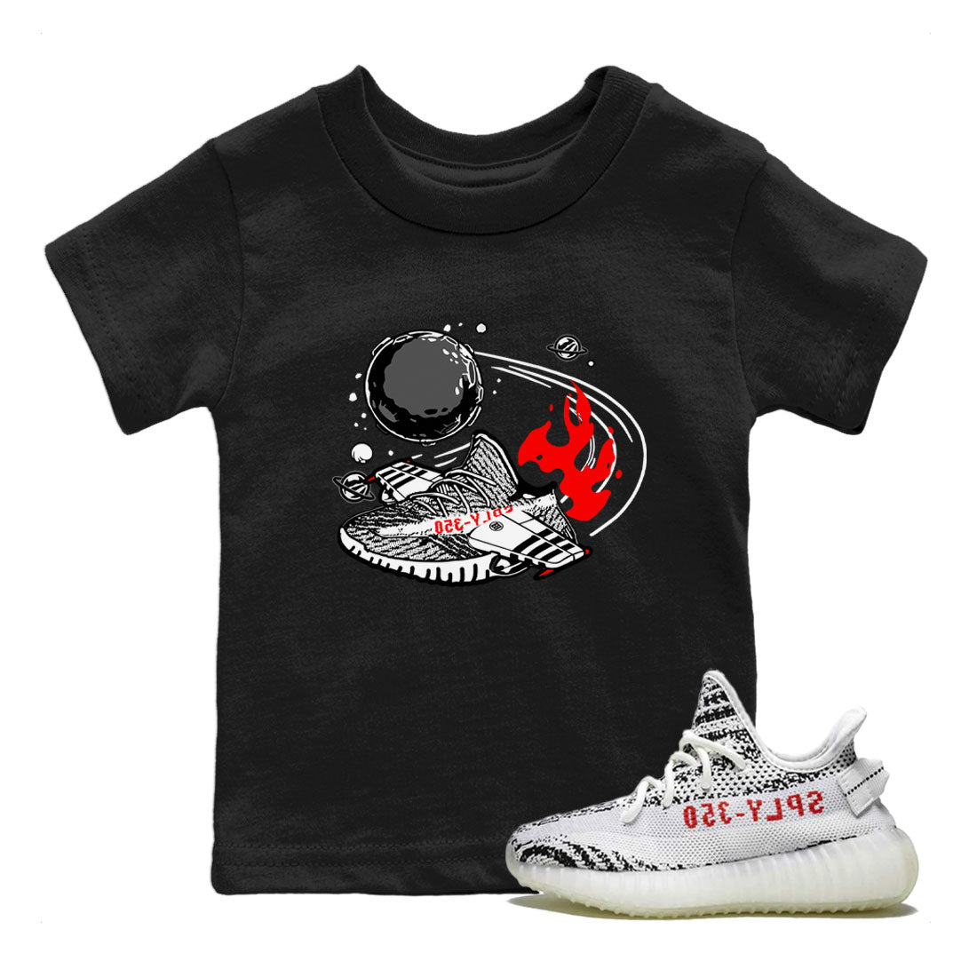 Yeezy 350 Zebra shirt to match Yeezys Rocket Boost sneaker tees Yeezy Boost 350 V2 Zebra SNRT Sneaker Release Tees Baby Toddler Black 1 T-Shirt