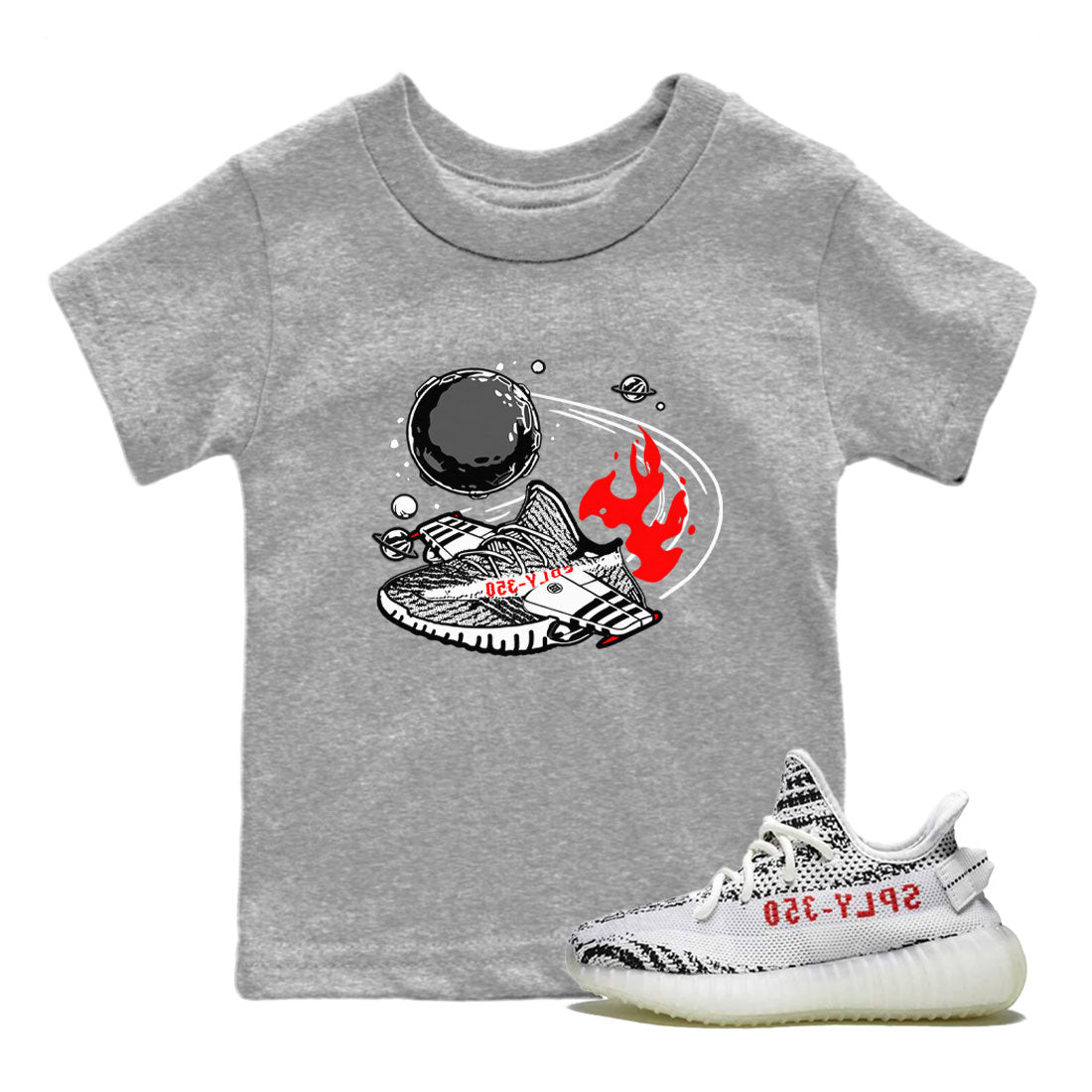Yeezy 350 Zebra shirt to match Yeezys Rocket Boost sneaker tees Yeezy Boost 350 V2 Zebra SNRT Sneaker Release Tees Baby Toddler Heather Grey 1 T-Shirt