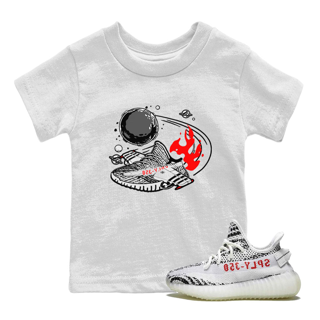 Yeezy 350 Zebra shirt to match Yeezys Rocket Boost sneaker tees Yeezy Boost 350 V2 Zebra SNRT Sneaker Release Tees Baby Toddler White 1 T-Shirt