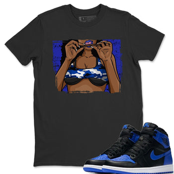 Jordan 1 Royal Black Sneaker Match Tees Roll Up Sneaker Tees Jordan 1 Royal Black Sneaker Release Tees Unisex Shirts